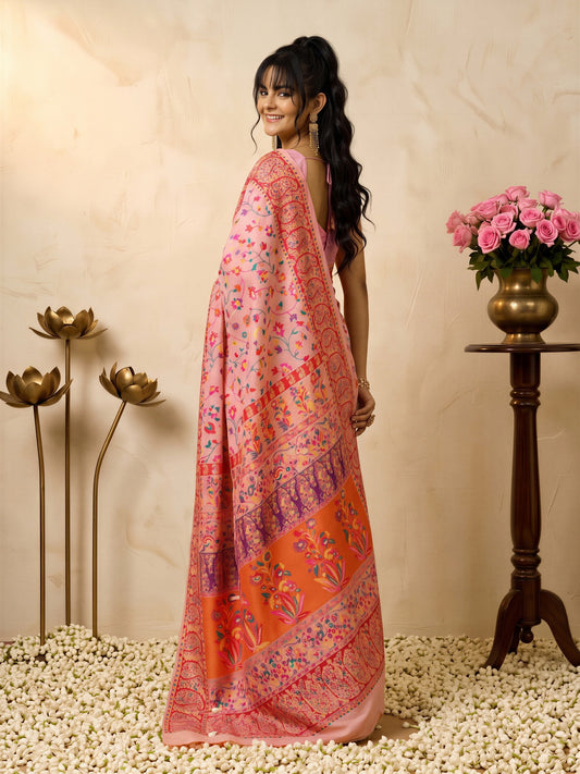 Pink Cotton Silk saree – detail view 1