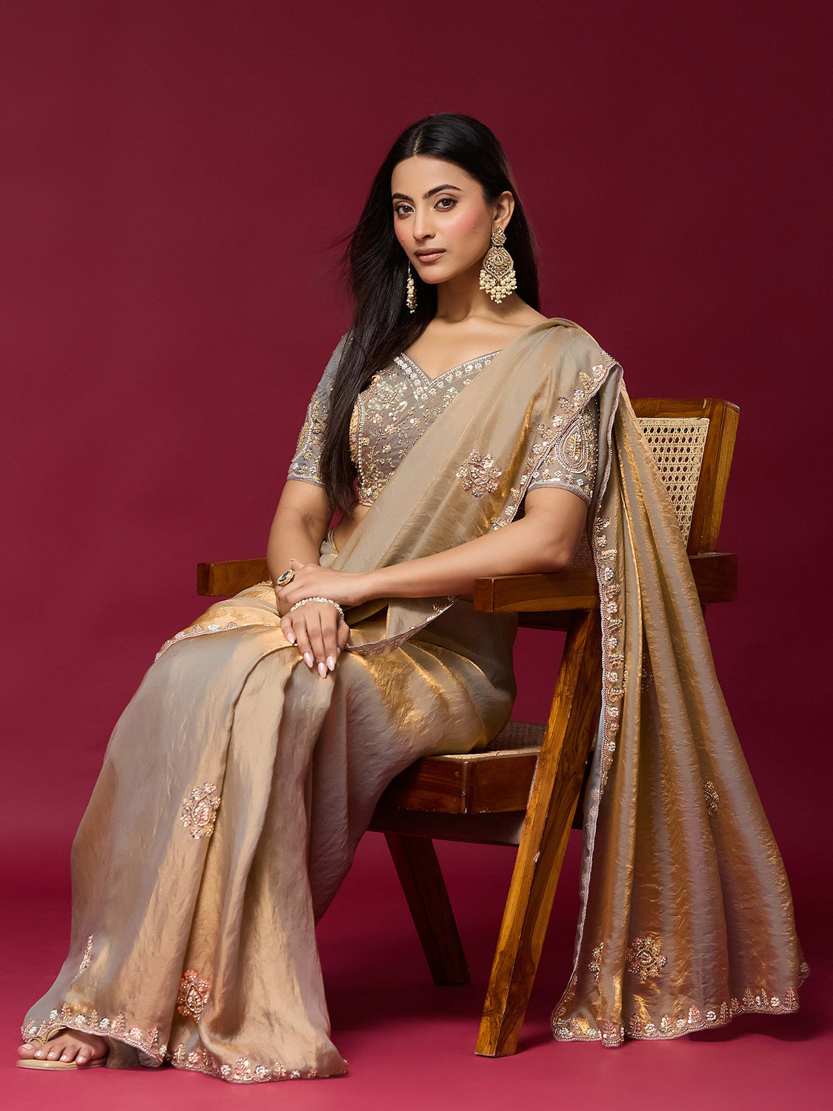 Metallic Satin Silk saree – detail view 3