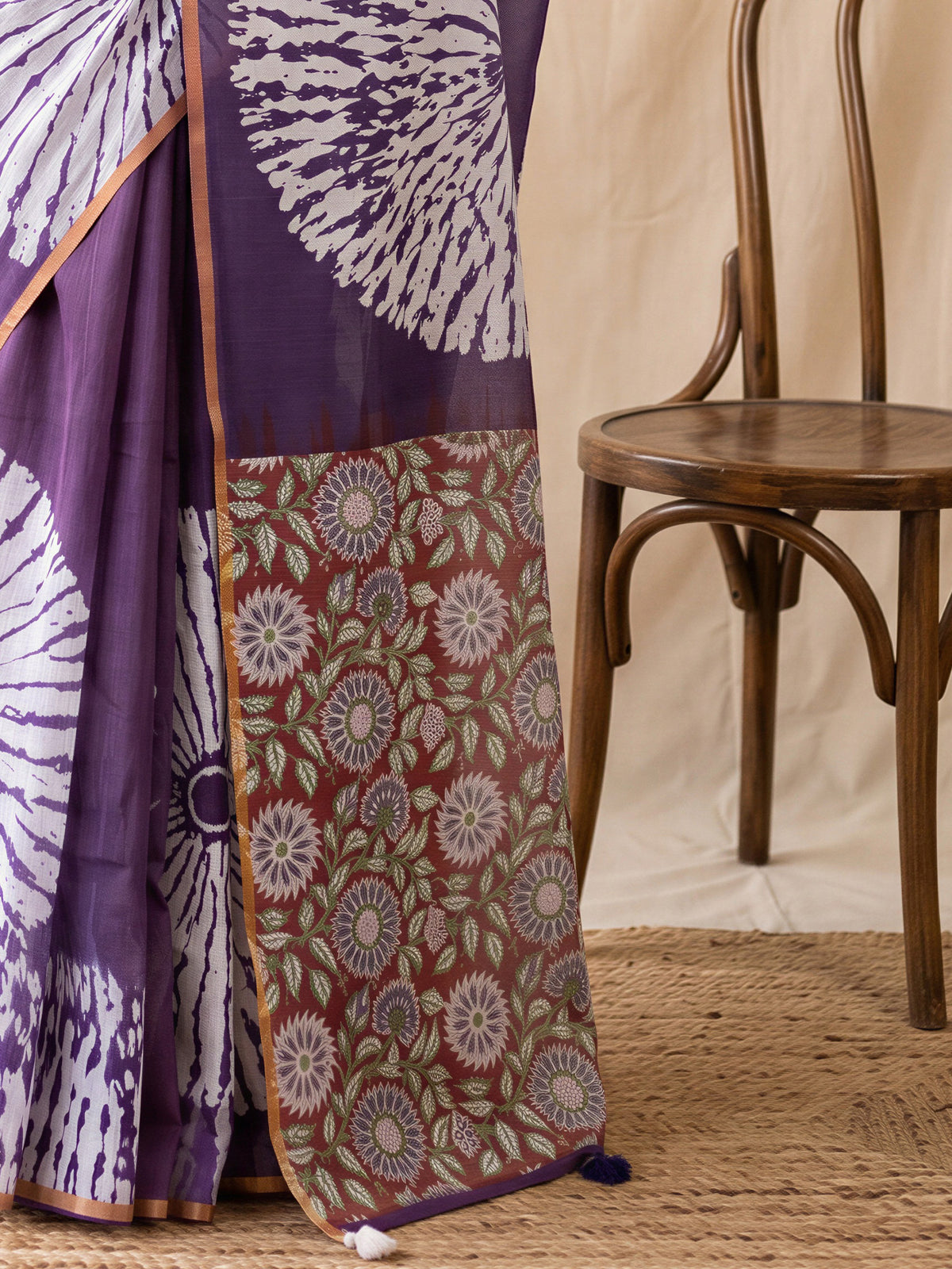 Purple Cotton Blend saree – detail view 5