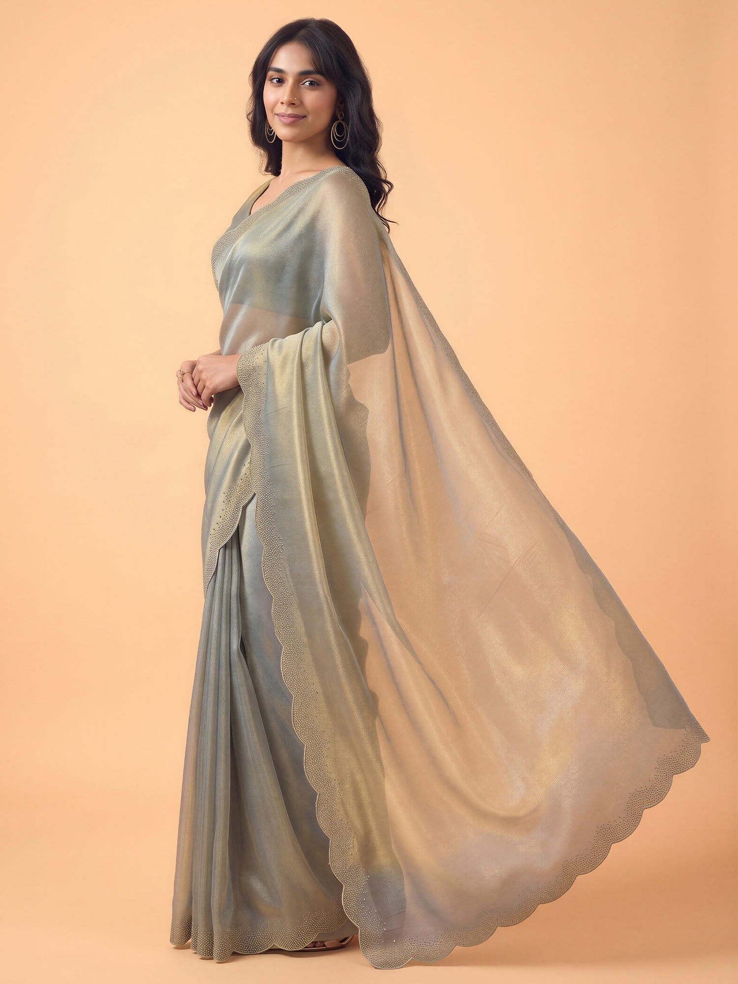 Metallic Satin Silk saree – detail view 2