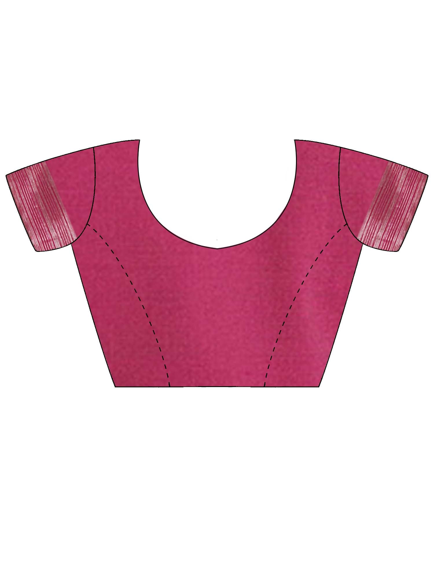 Unstitched magenta tissue blouse piece with zari butta design