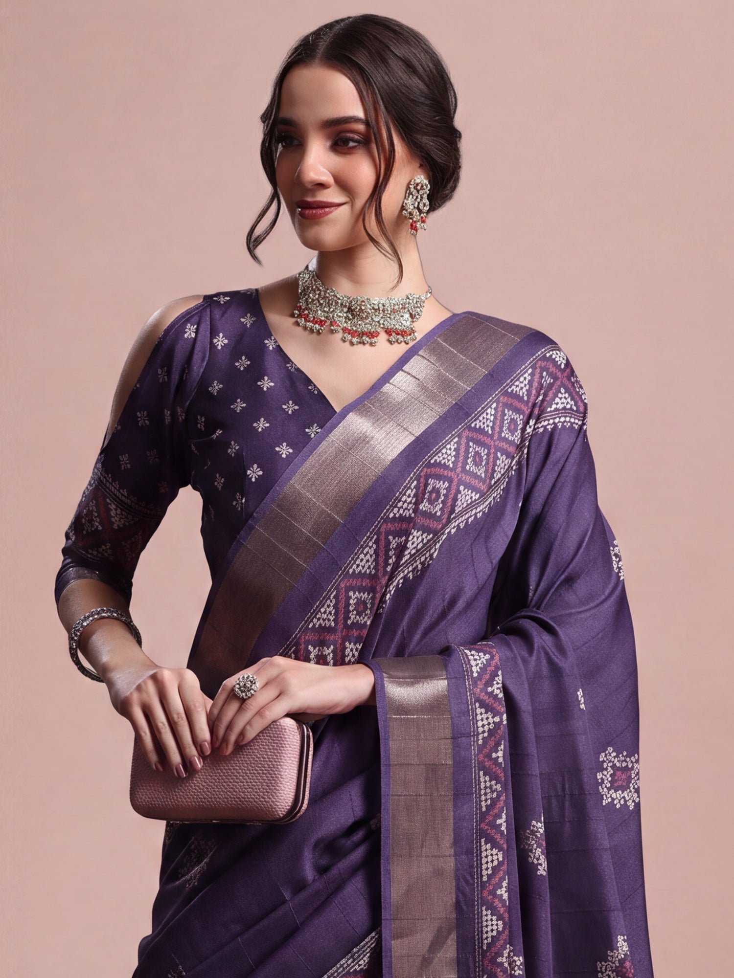 Purple Silk Blend saree – detail view 3