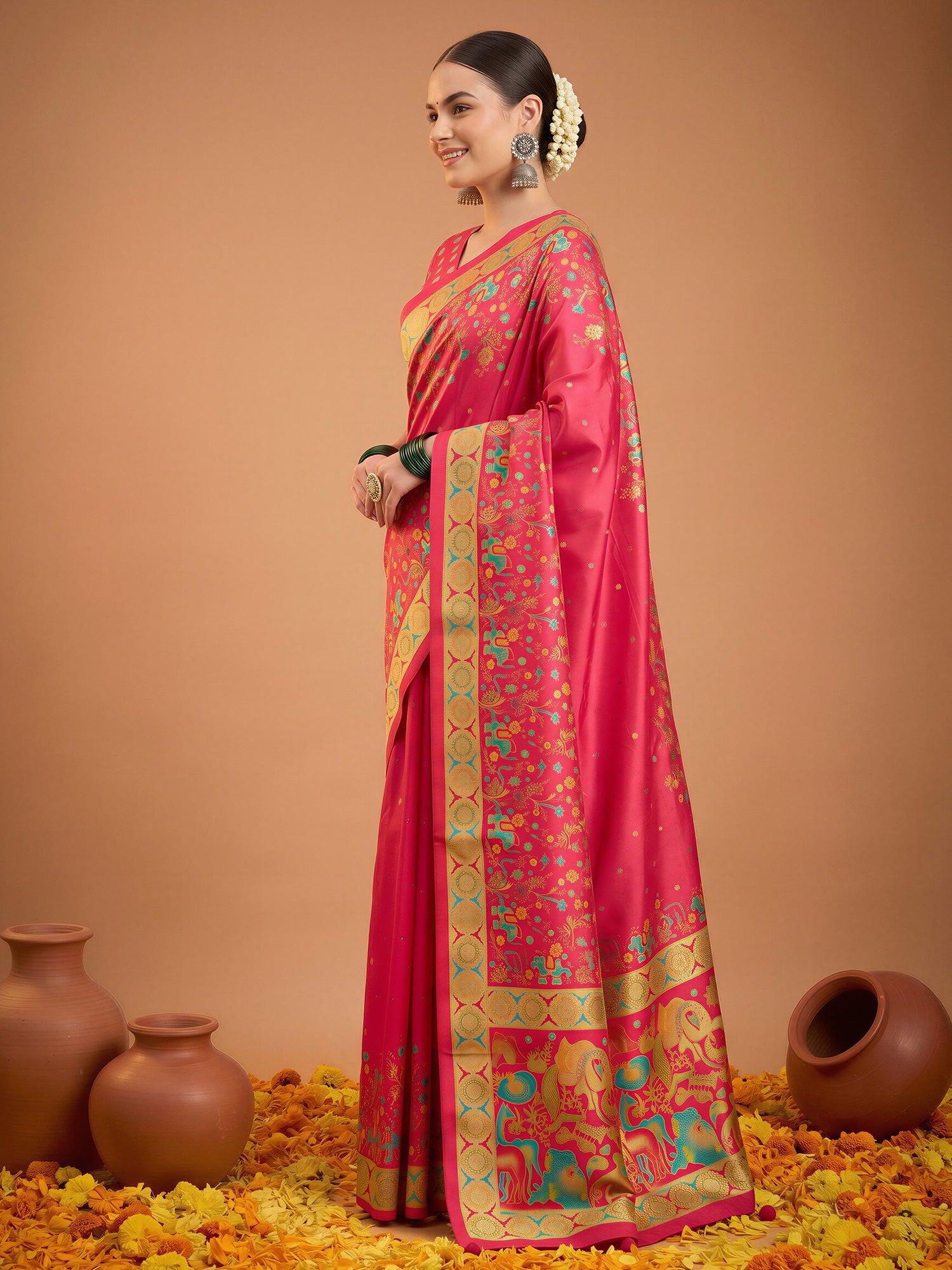 Pink Silk Blend saree – detail view 3