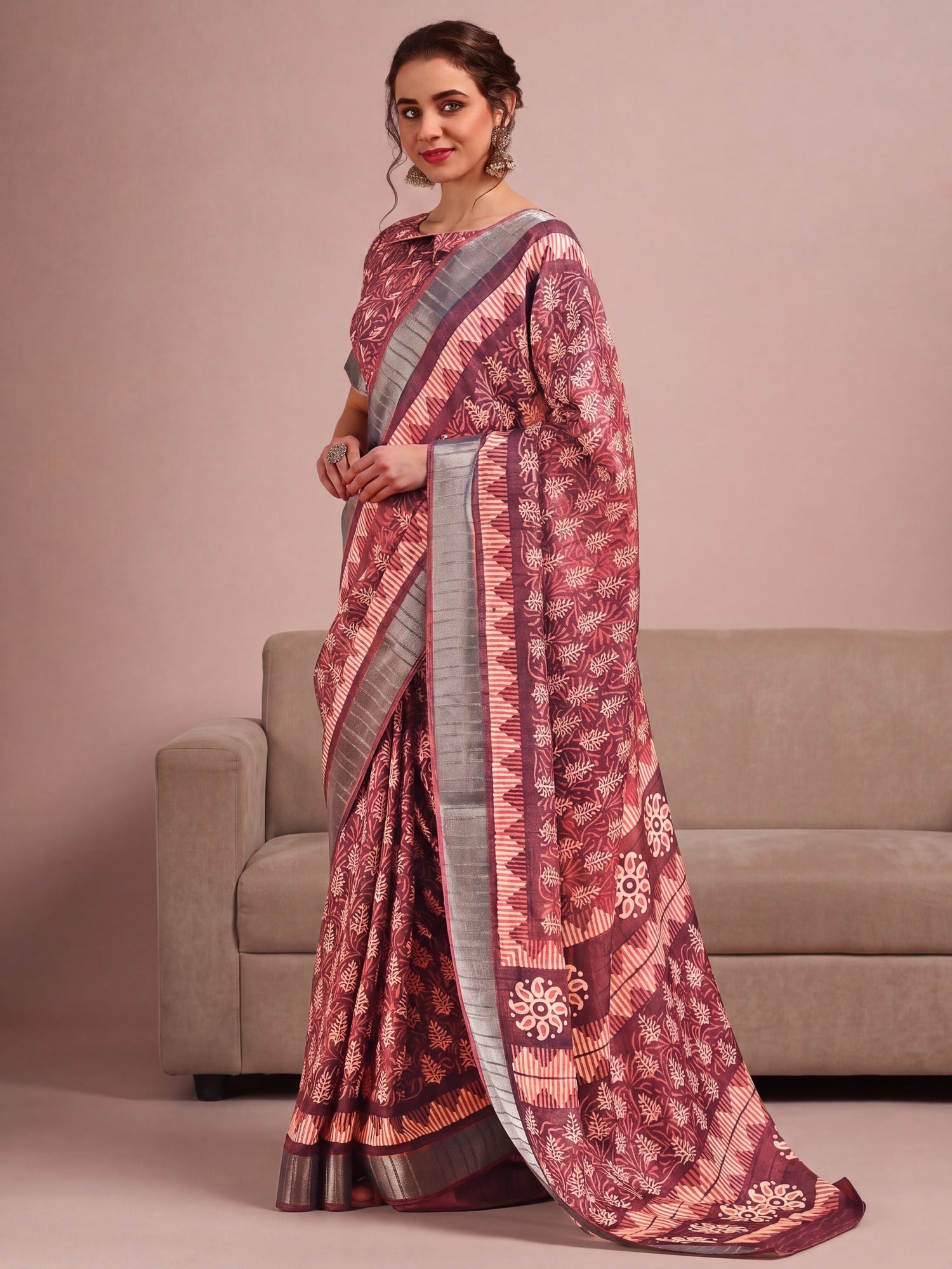 Brown Cotton Silk saree – detail view 1