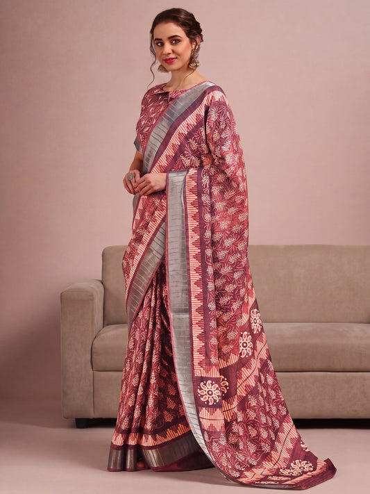 Brown Cotton Silk saree – detail view 1