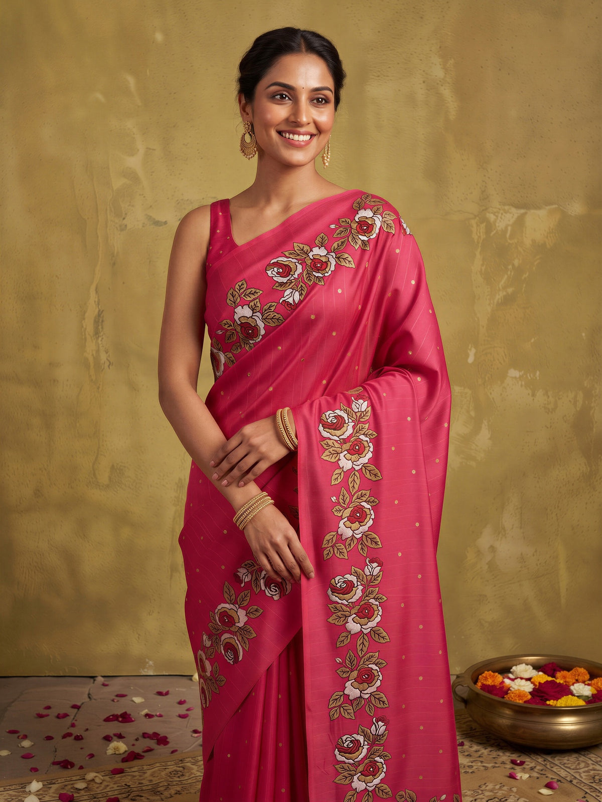 Pink Dola Silk saree – detail view 4