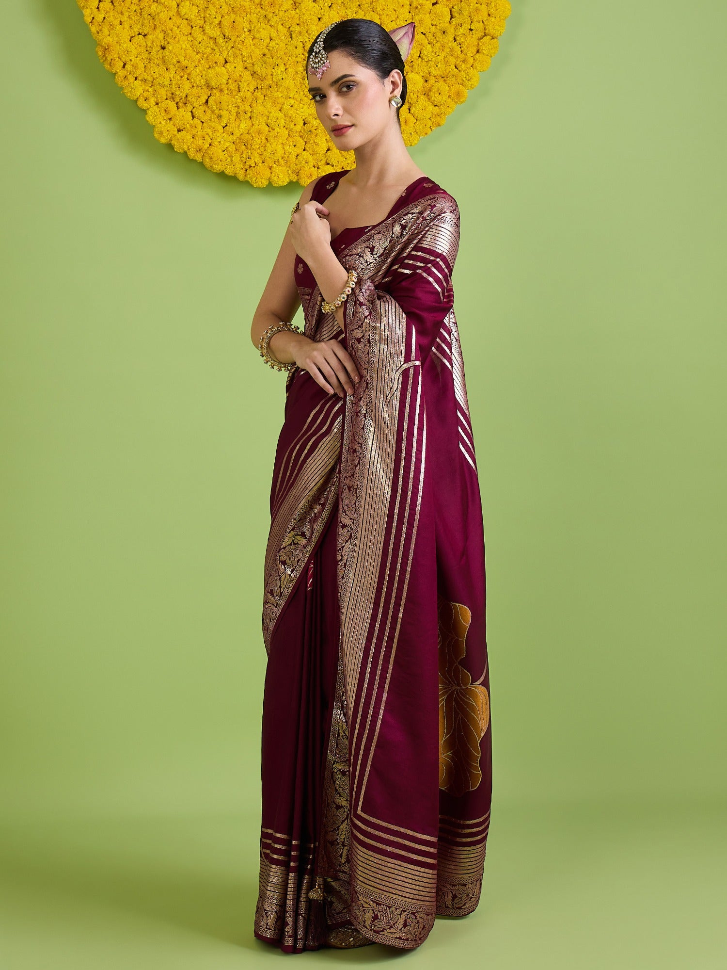 Wine Silk Blend saree – detail view 1