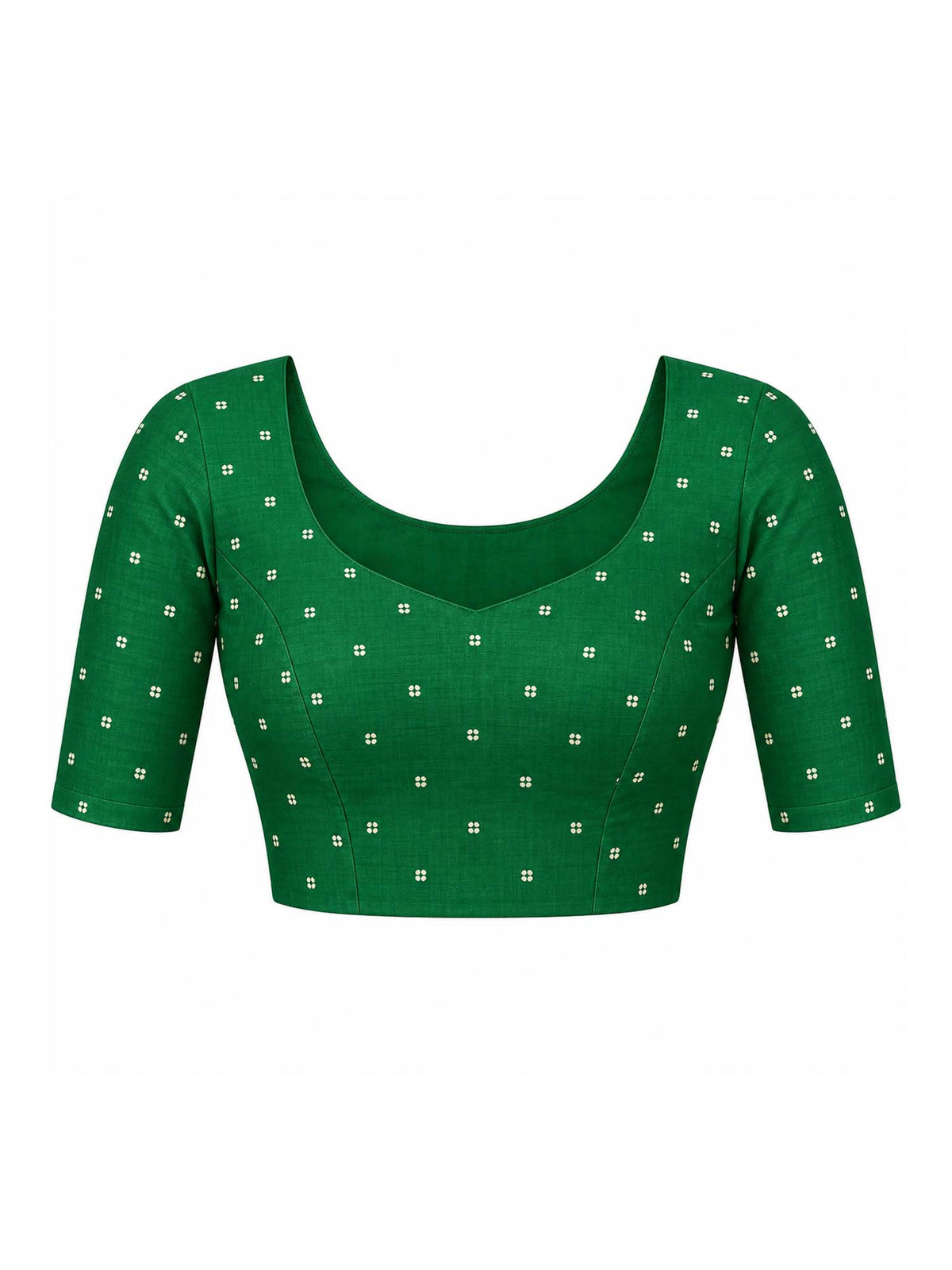Unstitched green tussar silk blouse piece with ethnic motif design