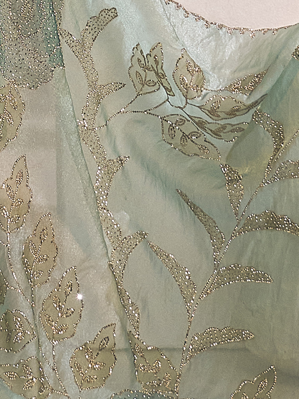 Light Blue organza saree view 6