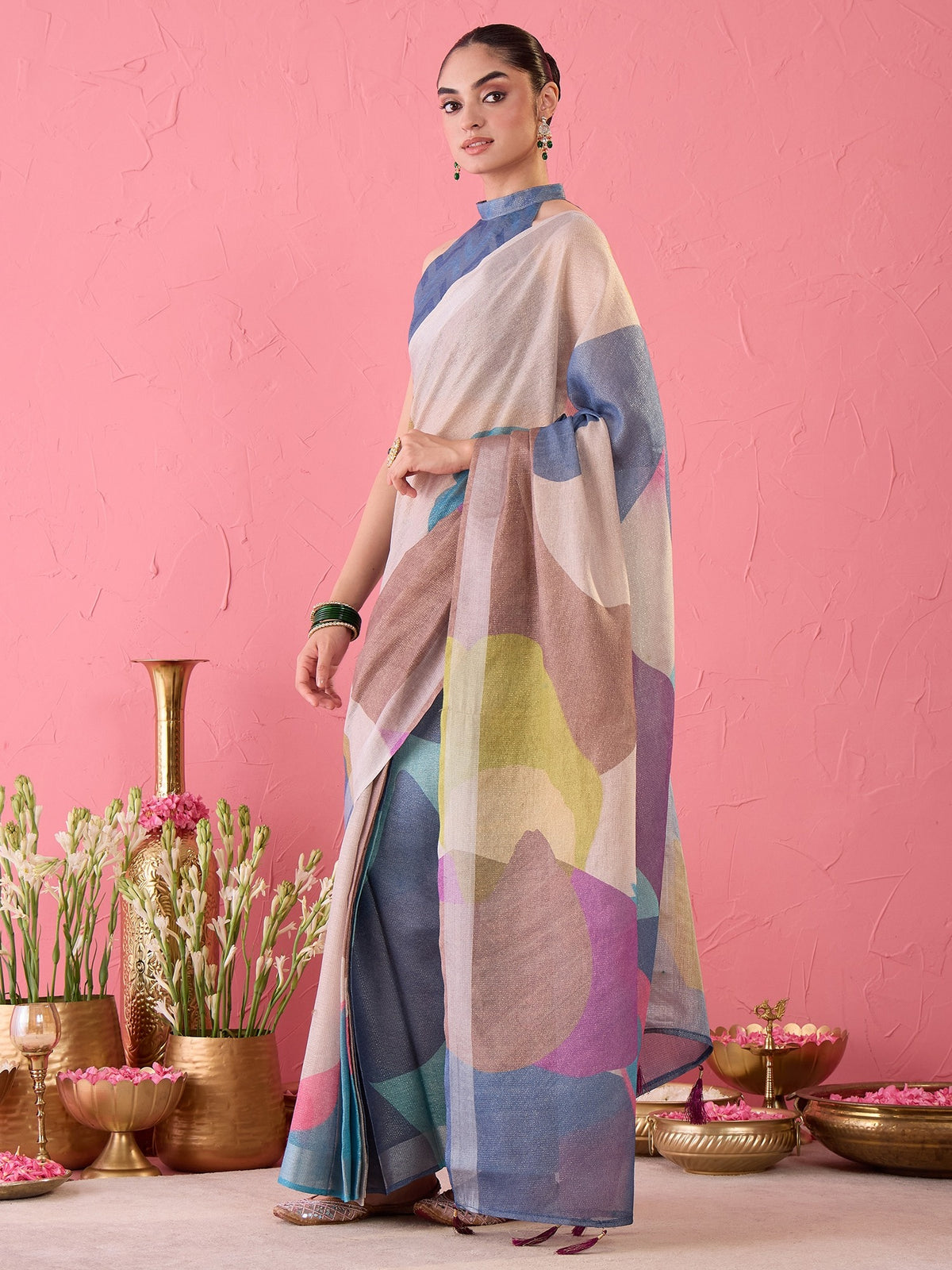 Multicolored Cotton Silk saree – detail view 2