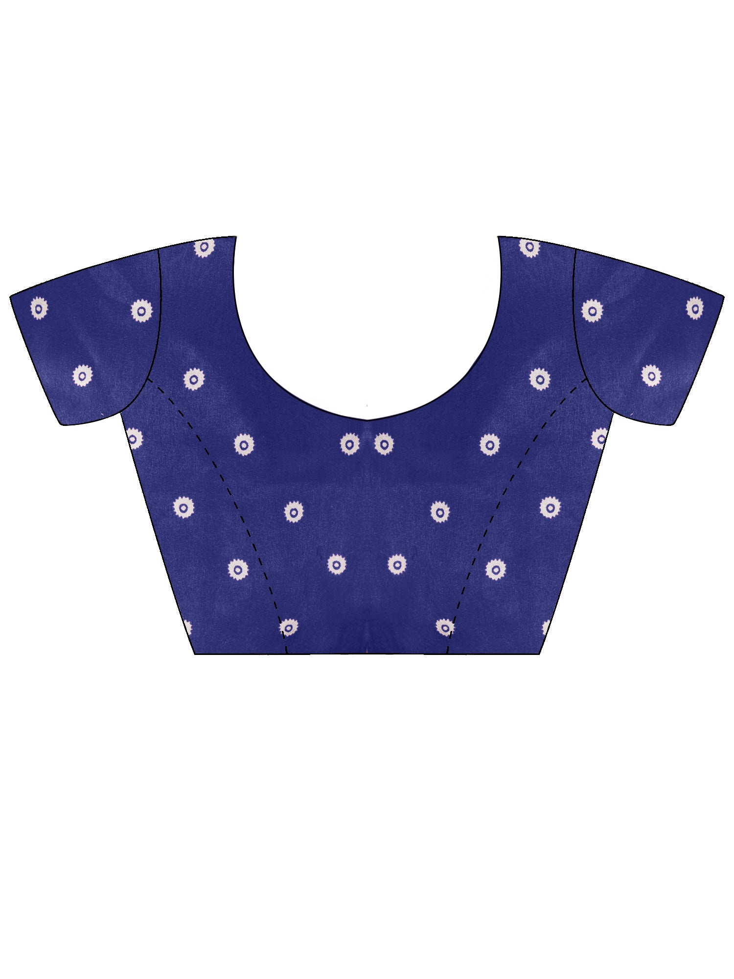 Unstitched blue satin blouse piece with ethnic motif design