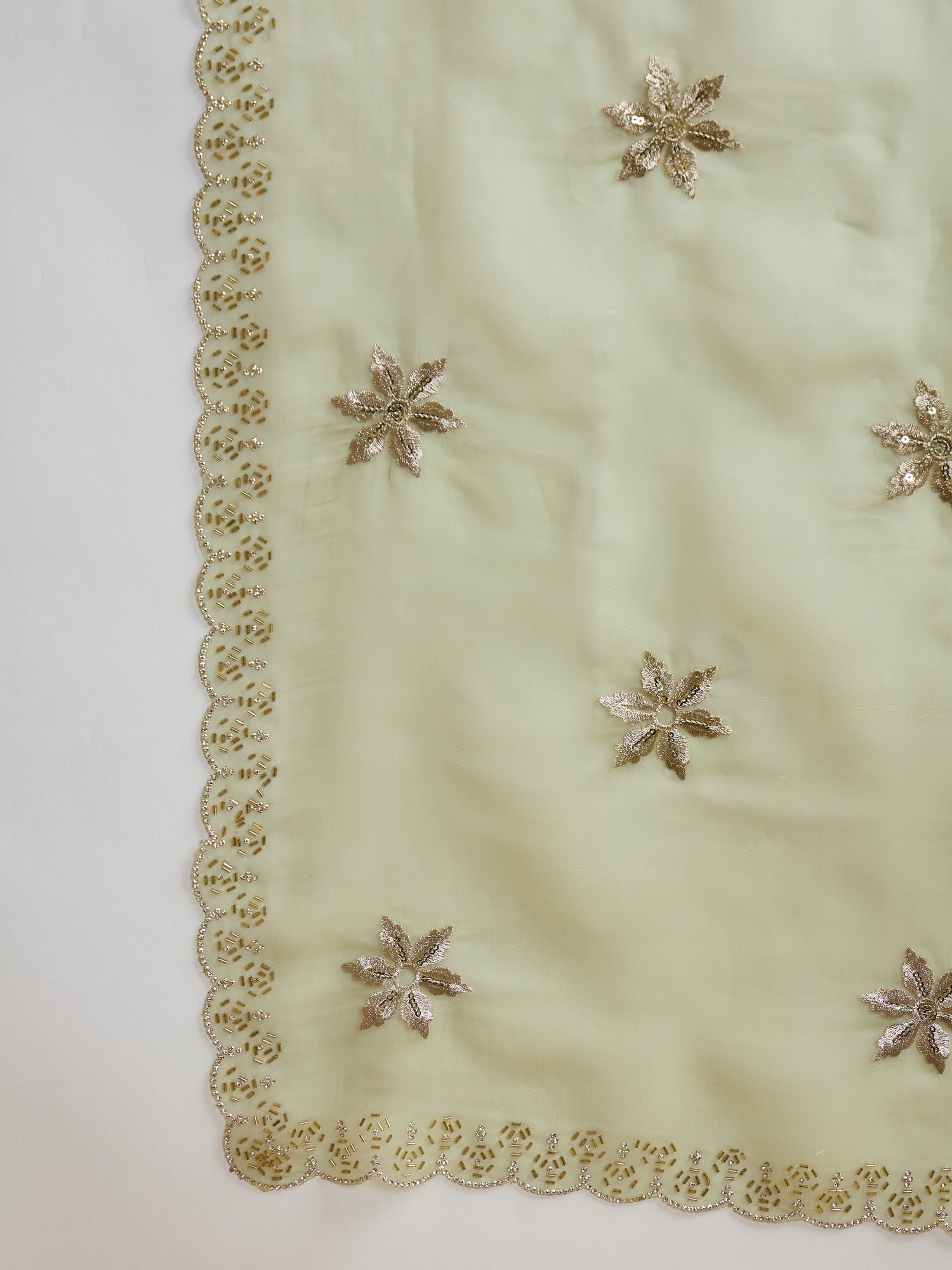 Mint Green Pure Georgette saree – detail view 5