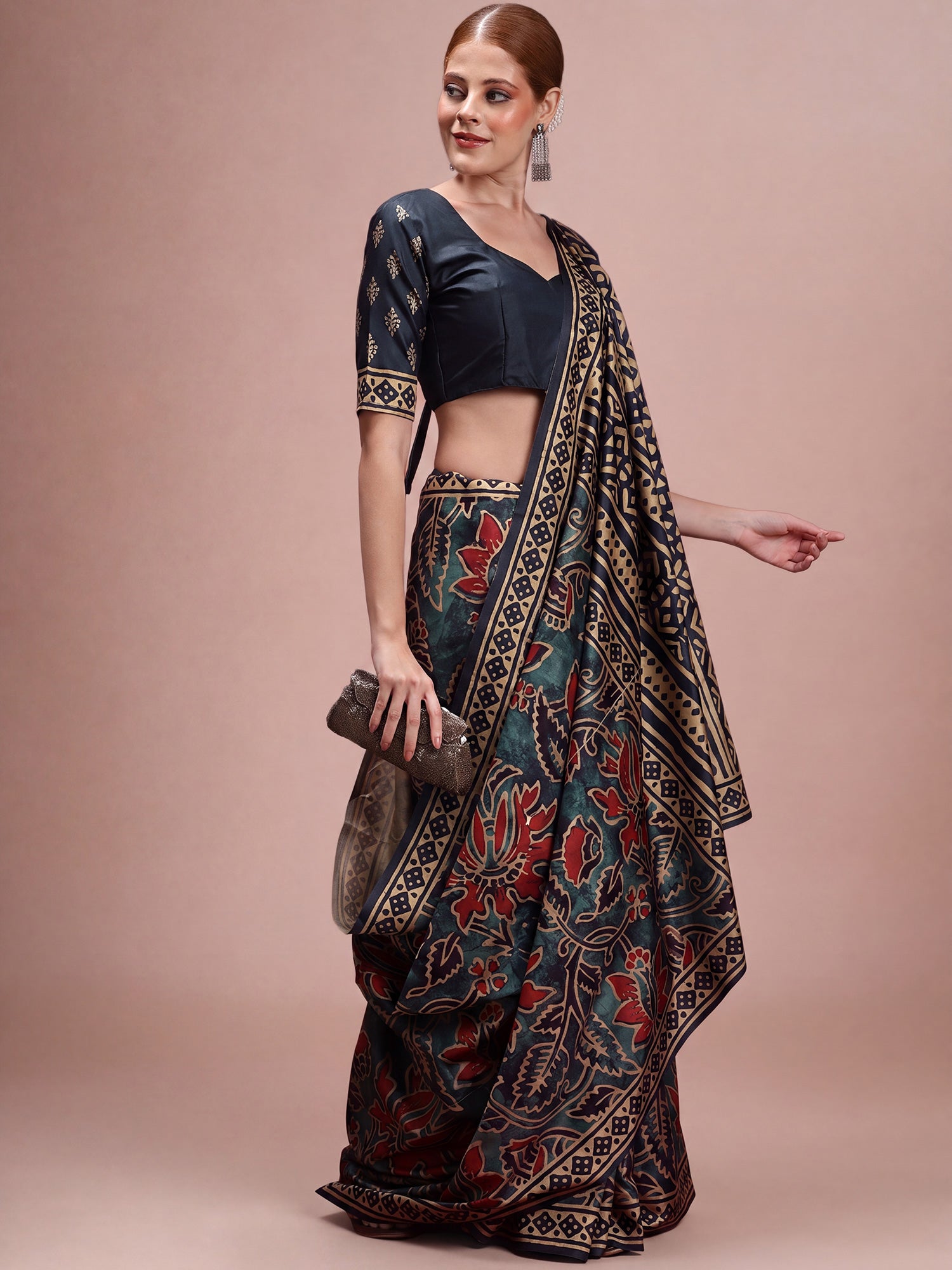 Navy Blue Silk Blend saree – detail view 2