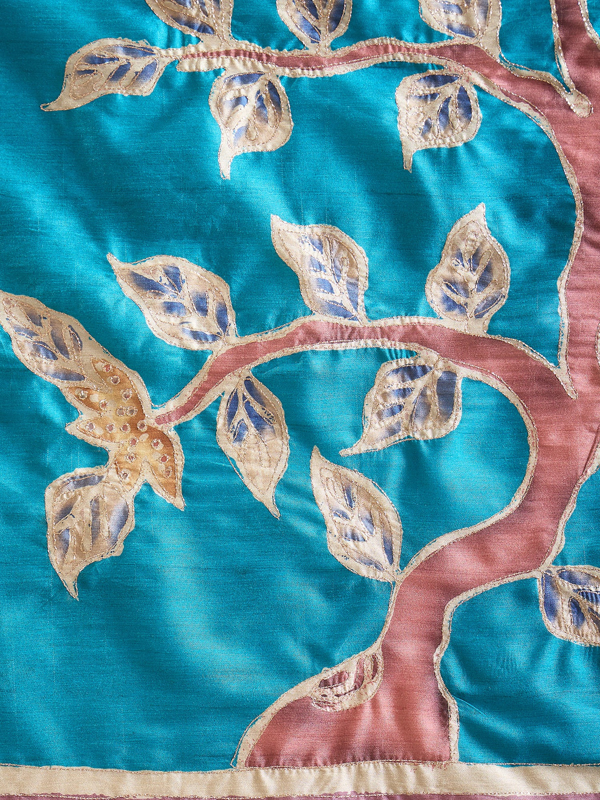 Turquoise Blue art silk saree view 6