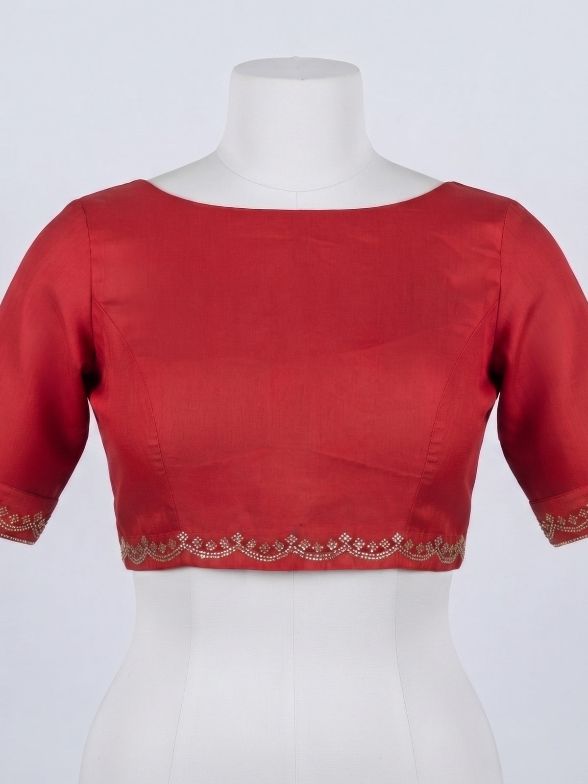 Red Georgette saree – detail view 2