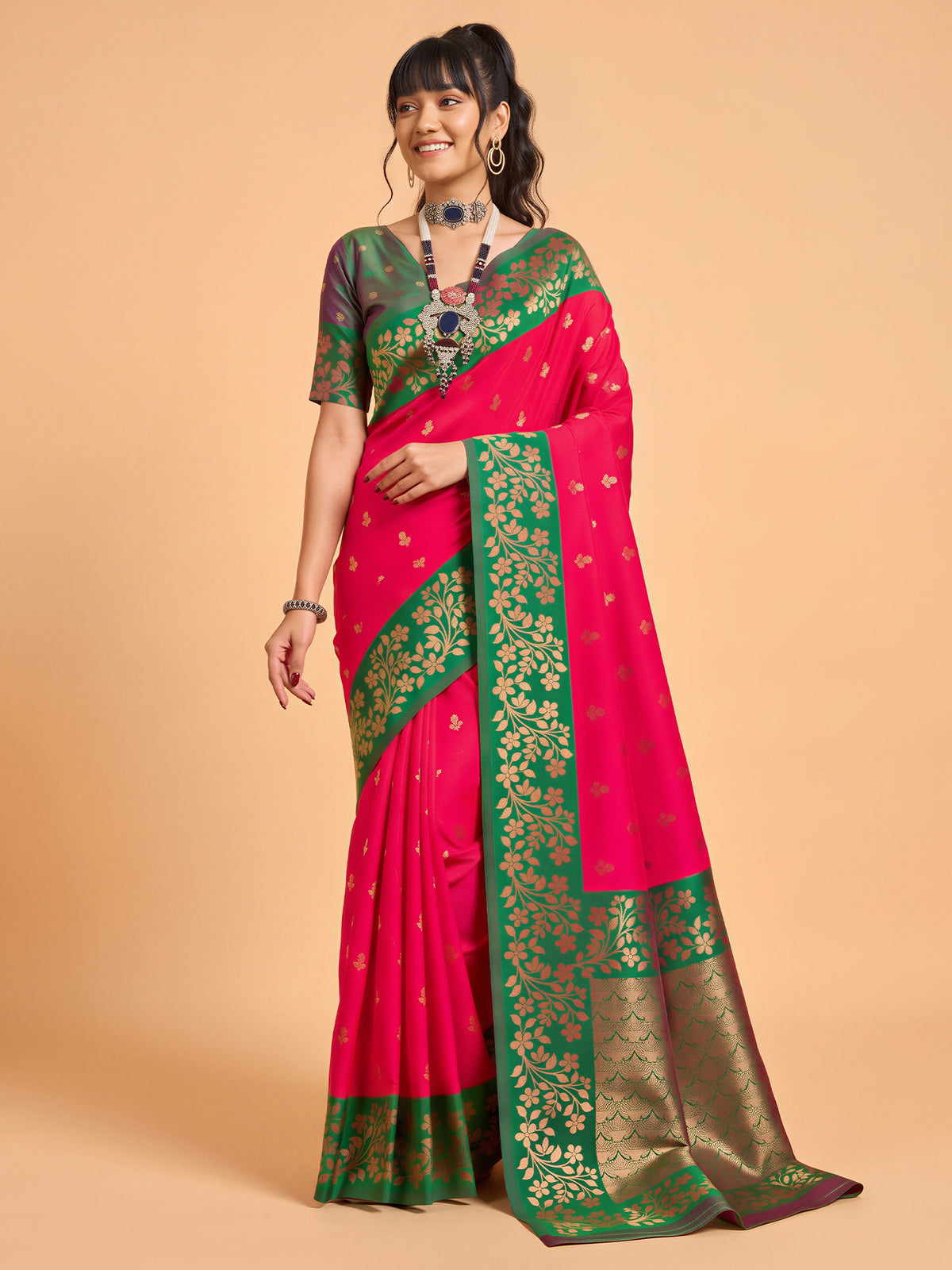 Pink Cotton Blend saree – detail view 3