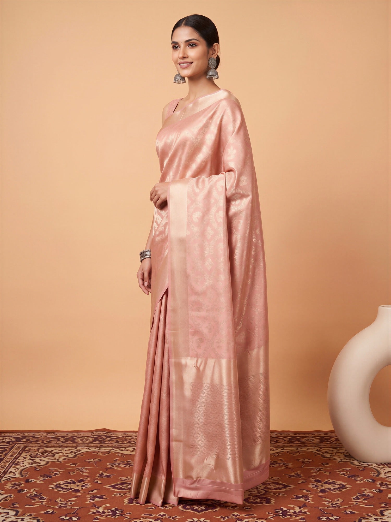 Peach Silk Blend saree – detail view 2