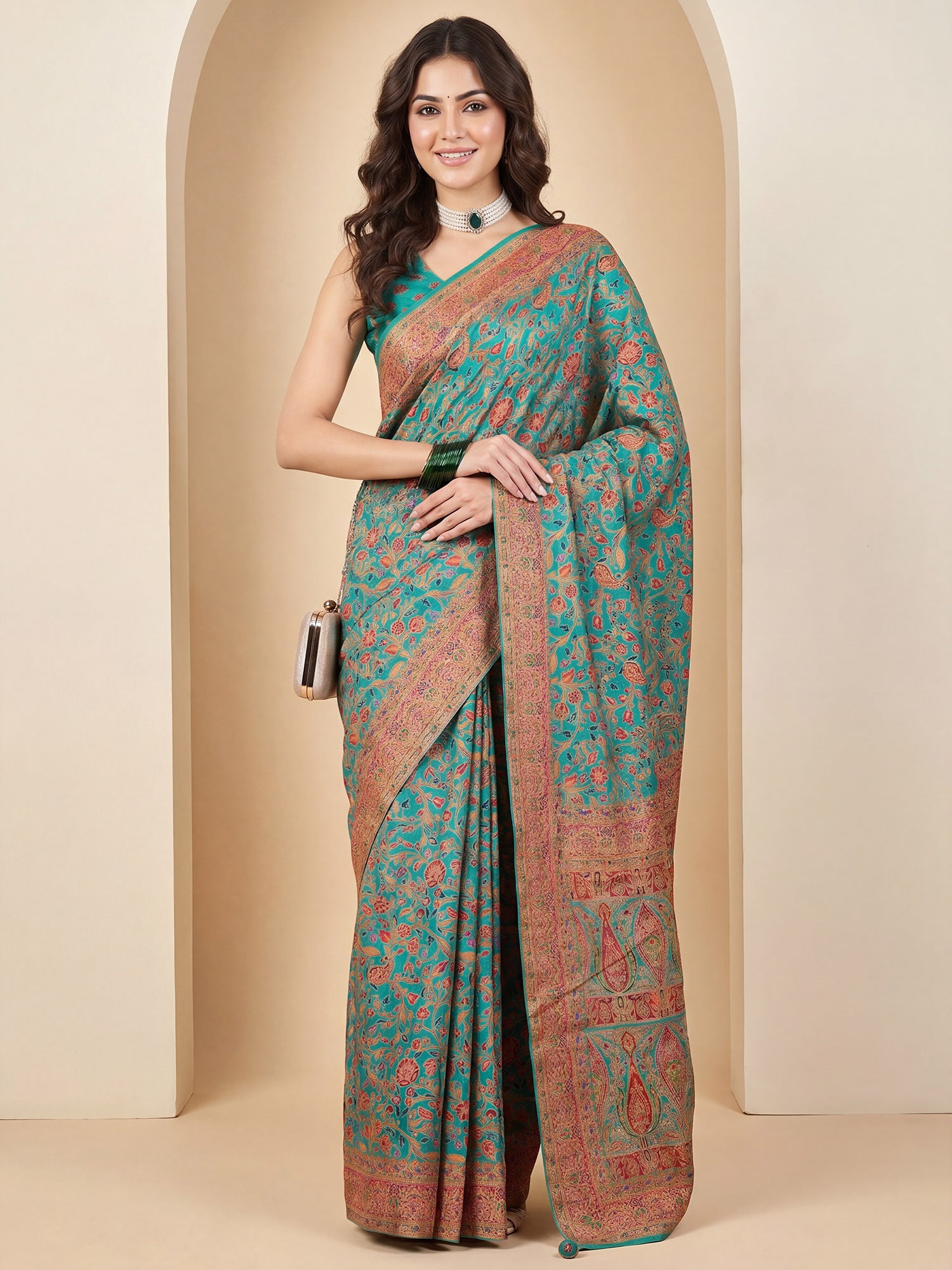Light Blue Dola Silk saree – detail view 3