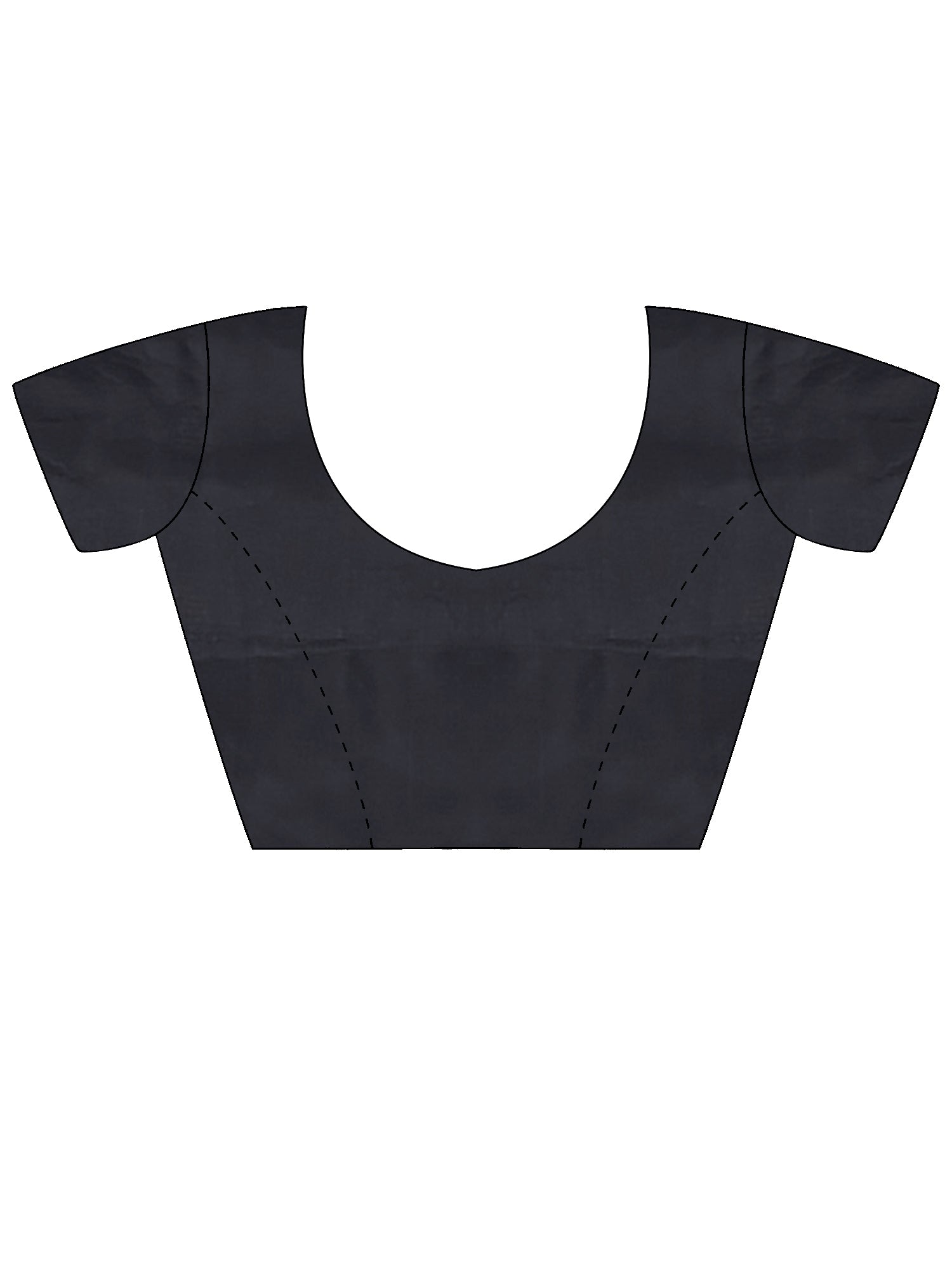 Unstitched black satin blouse piece with solid design
