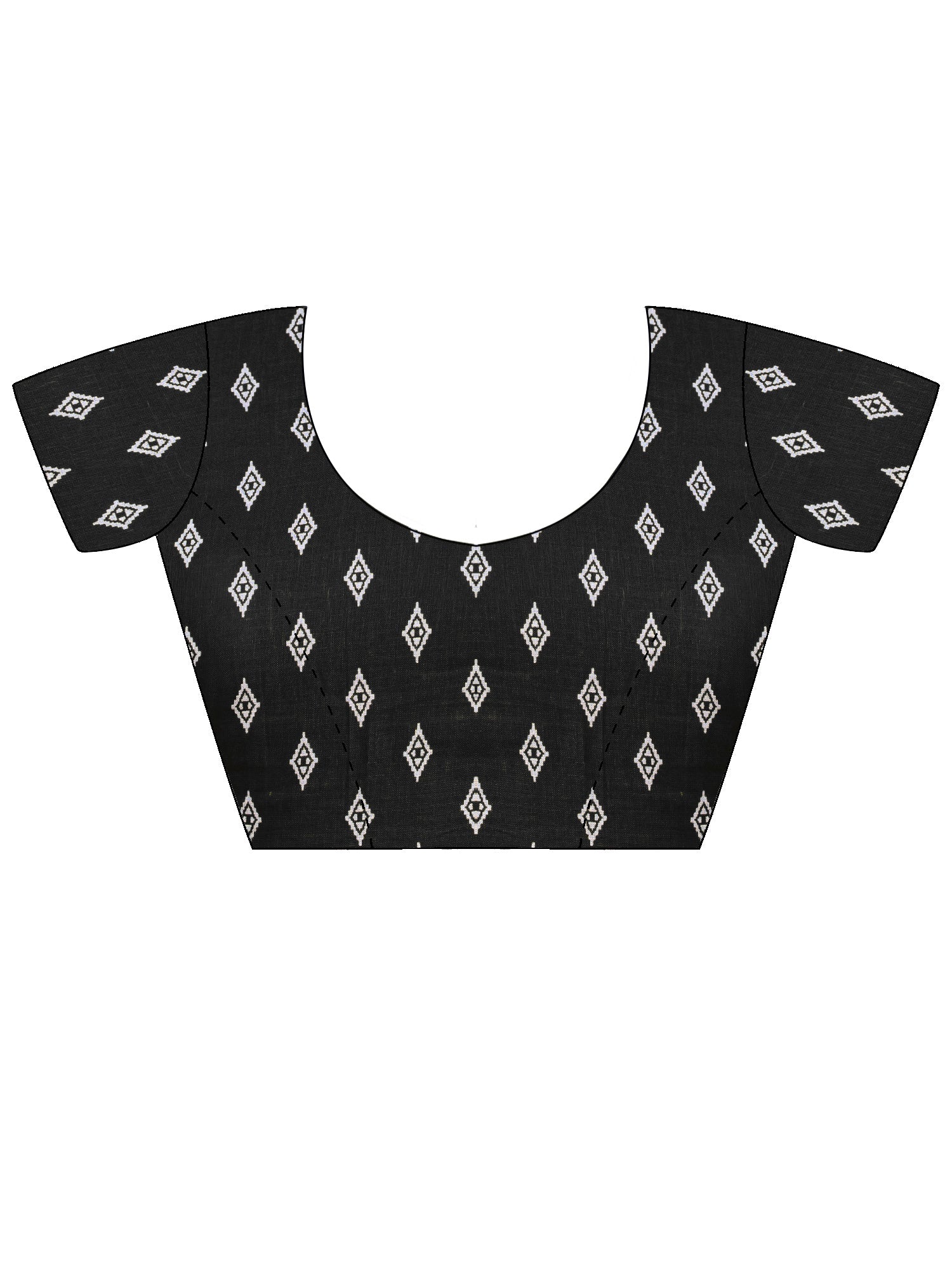 Unstitched black cotton blouse piece with dabu design