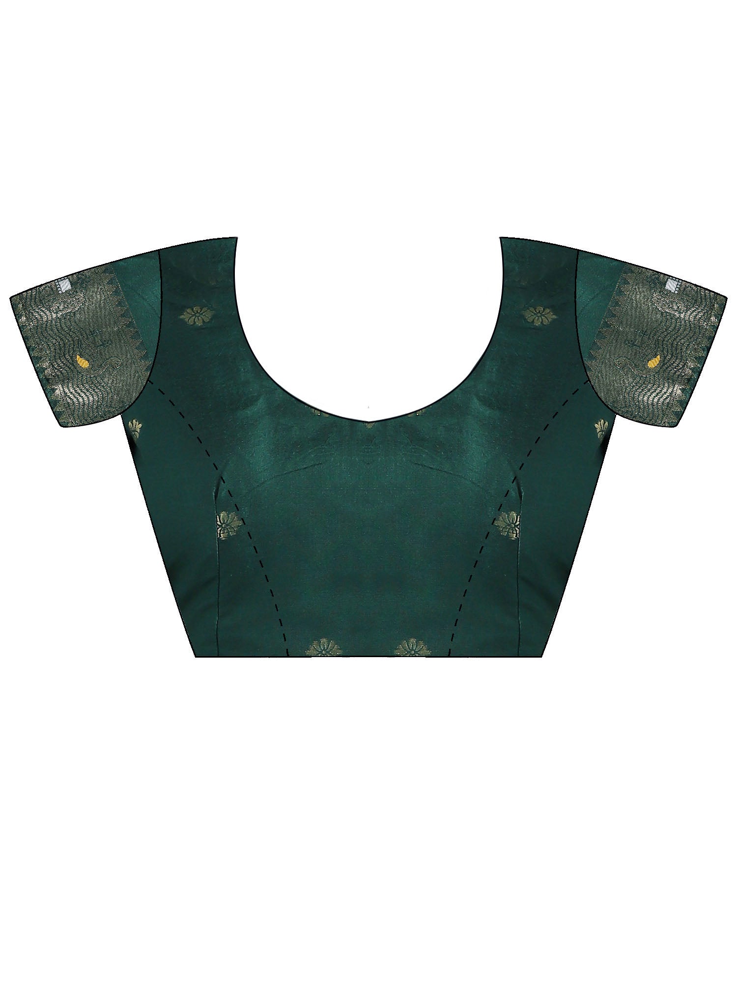 Unstitched green dola silk blouse piece with woven design design
