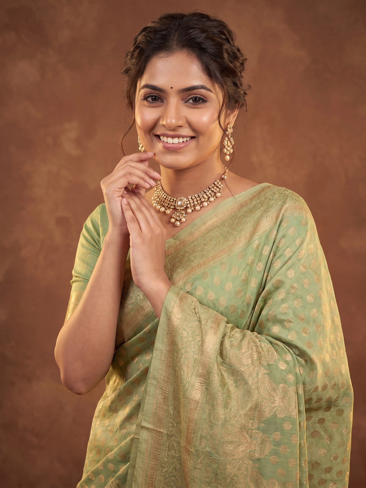 Mint Green Silk Blend saree – detail view 5