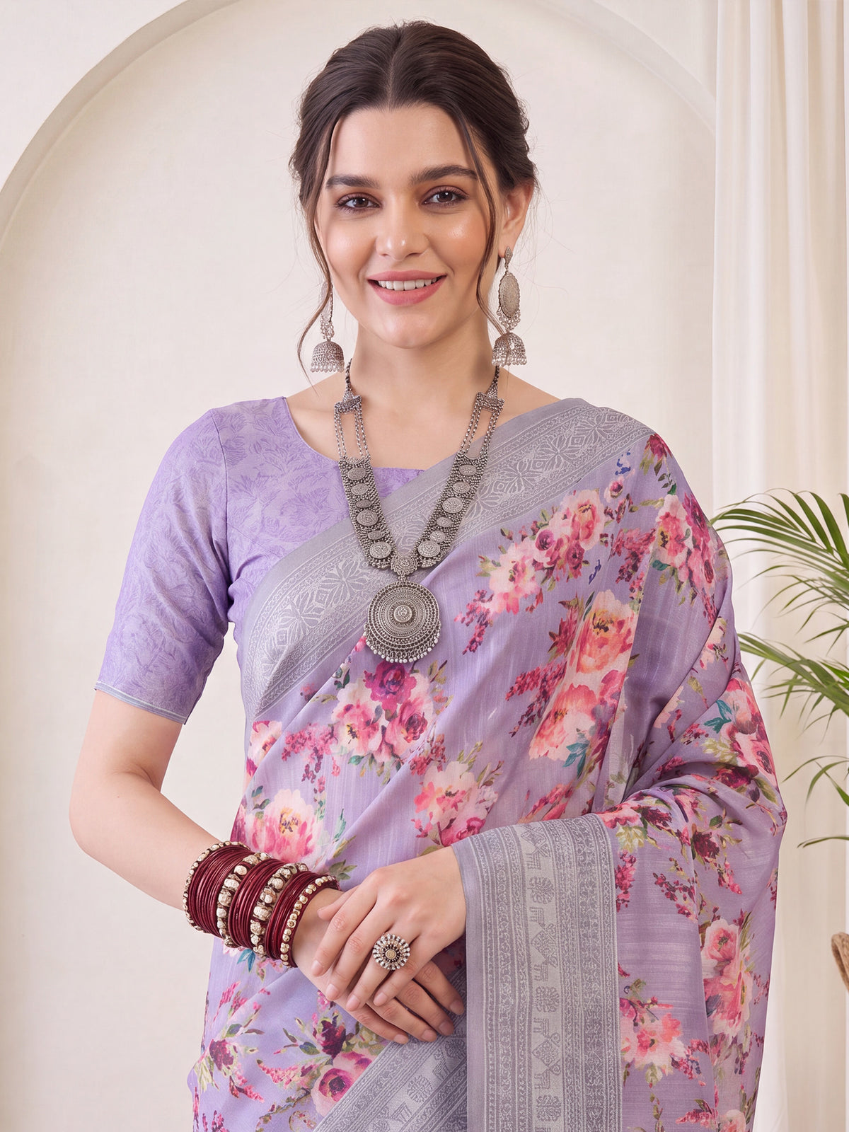 Lavender Silk Blend saree – detail view 4
