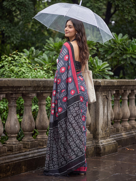 Grey Cotton saree – detail view 1