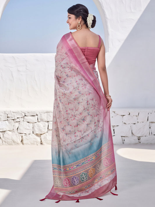 Grey Cotton Silk saree – detail view 1