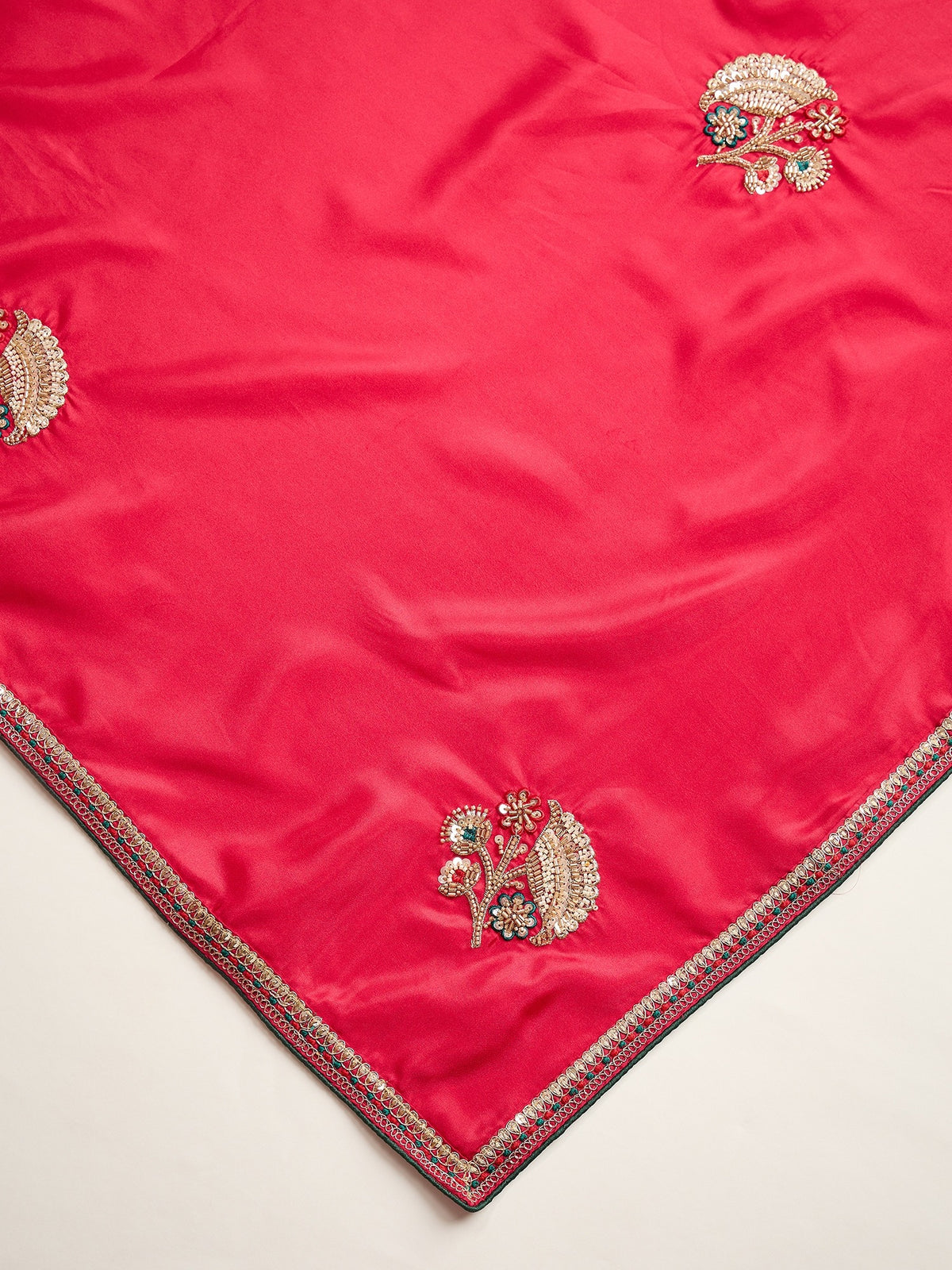 Pink satin silk saree view 4