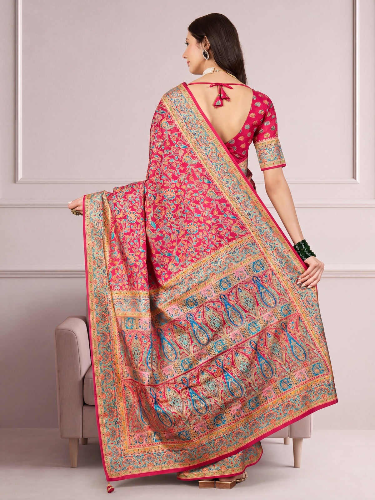 Pink Dola Silk saree – detail view 2