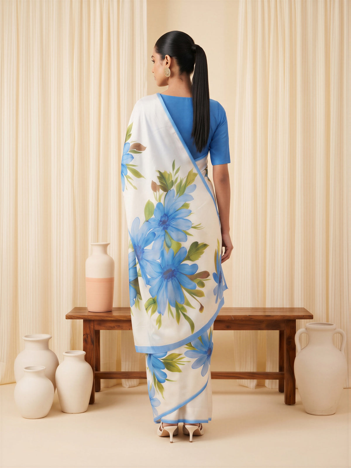 Light Blue Chiffon saree – detail view 1