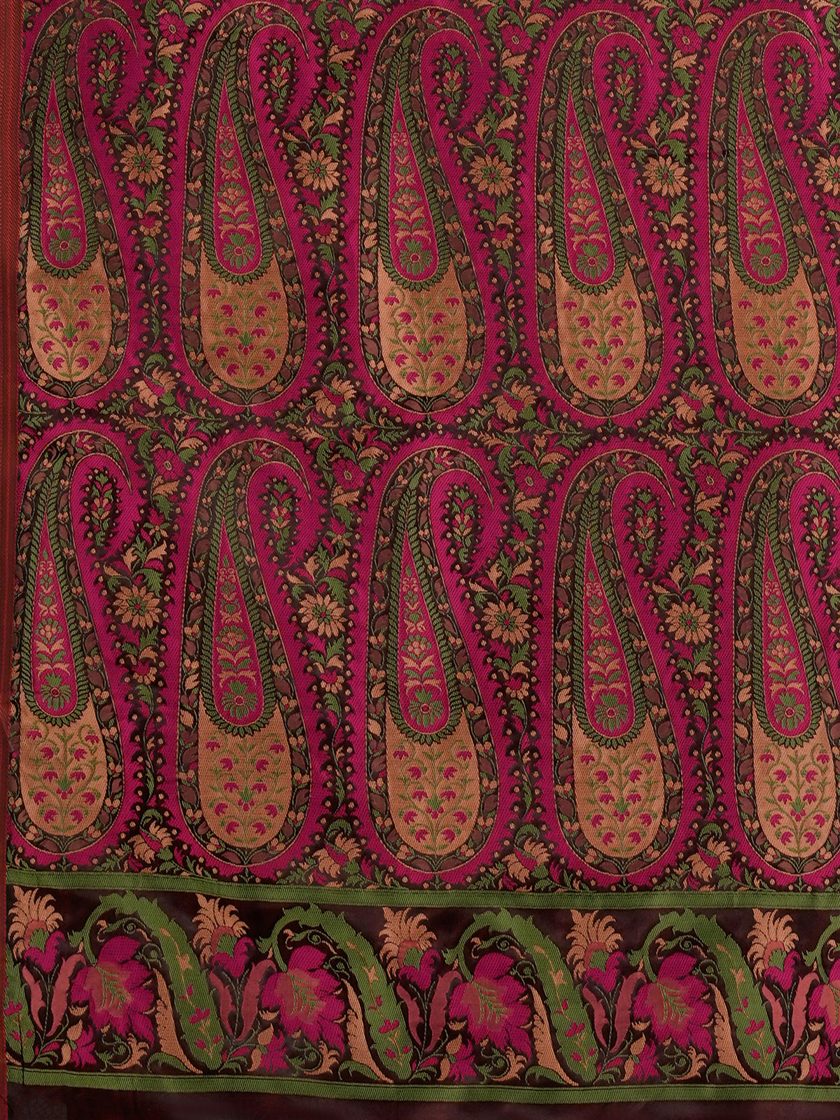 Burgundy Satin Silk saree – detail view 4
