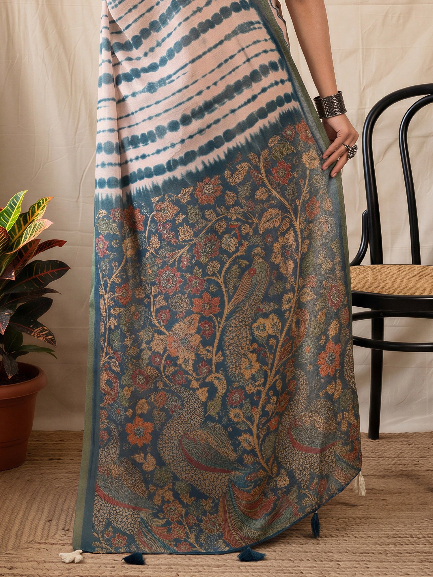 Peach Cotton Blend saree – detail view 5