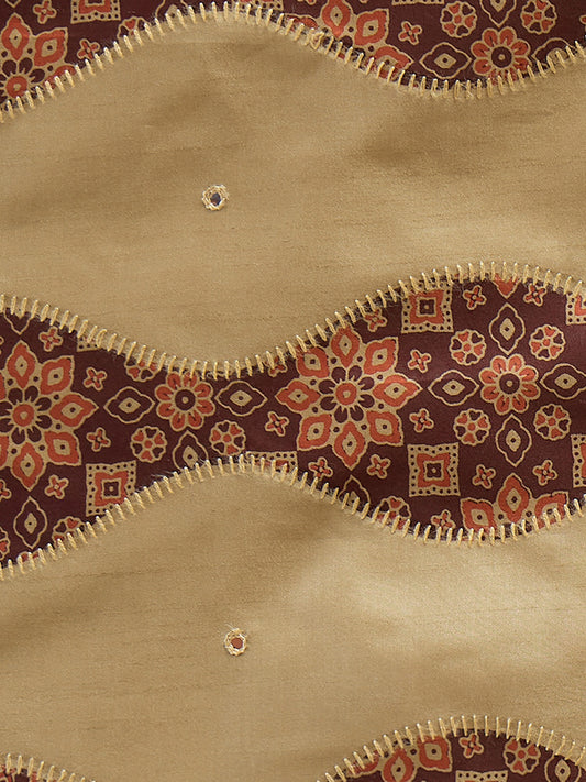 Light Brown silk blend saree view 1