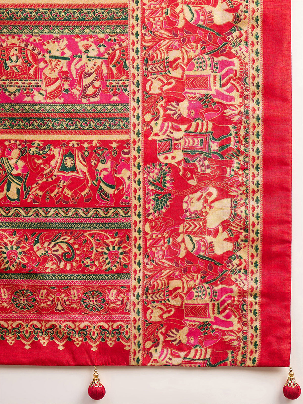 Red Silk Blend saree – detail view 5