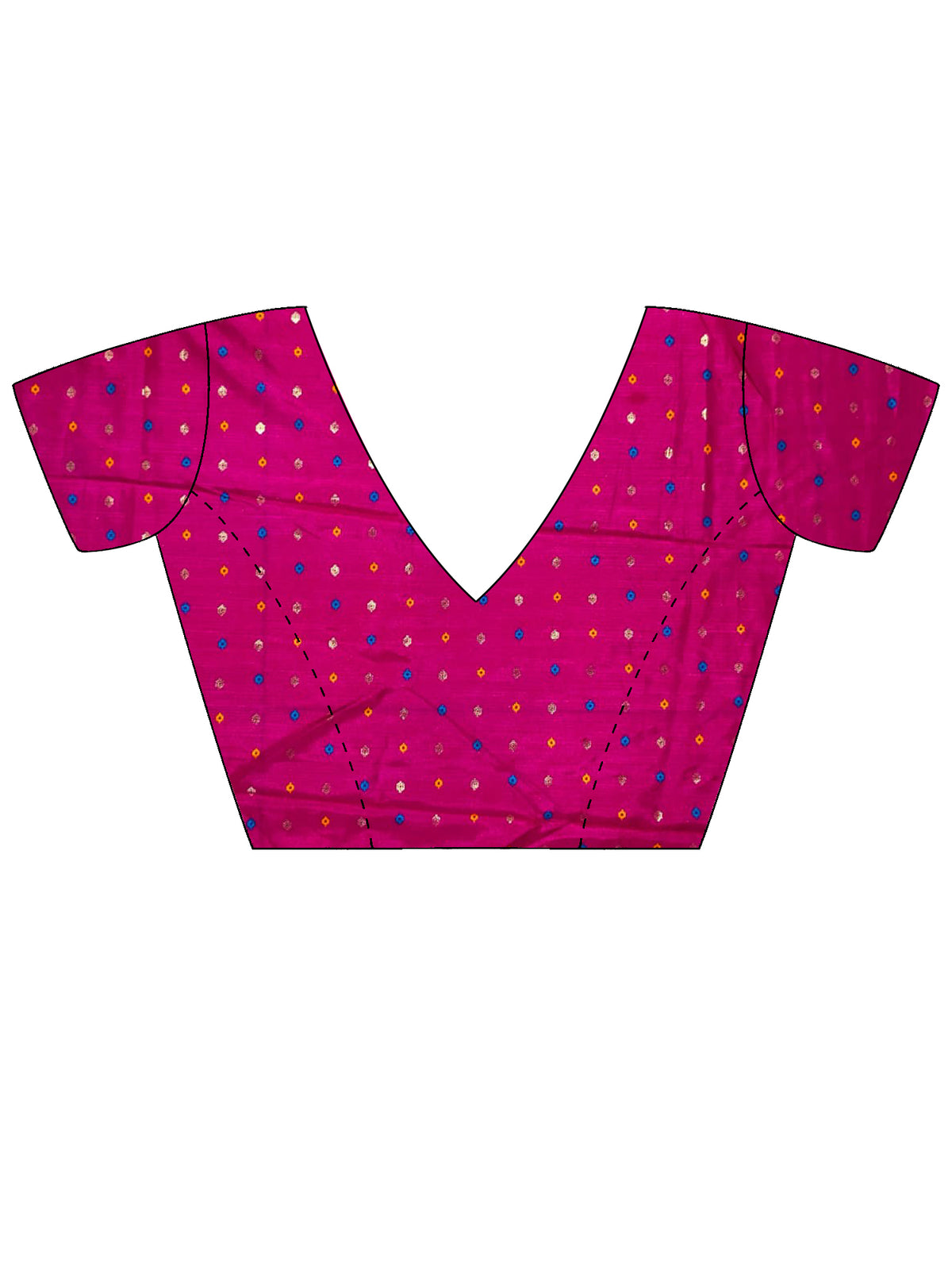 Unstitched pink silk blend blouse piece with ikat design
