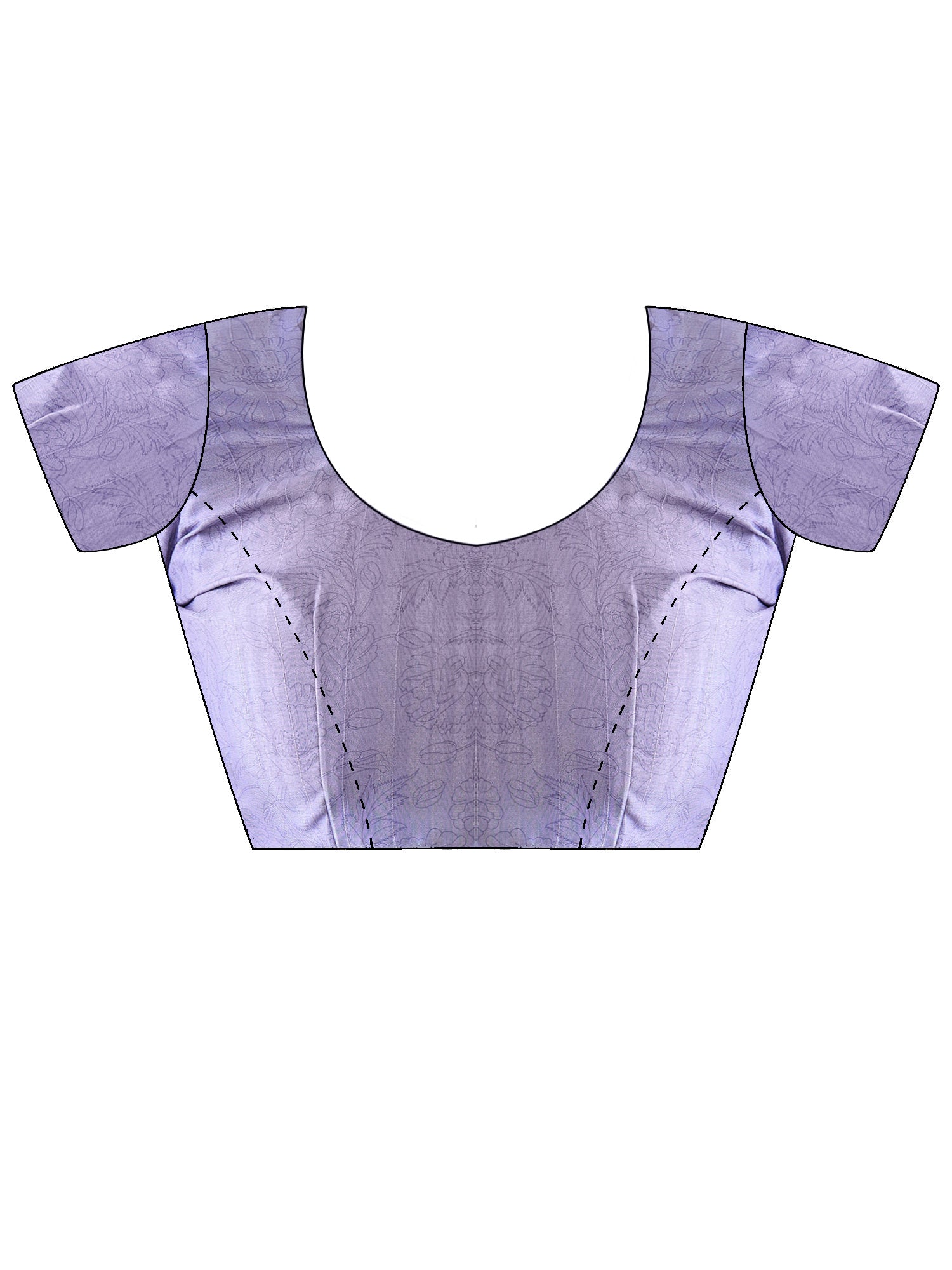 Unstitched lavender silk blend blouse piece with botanical design