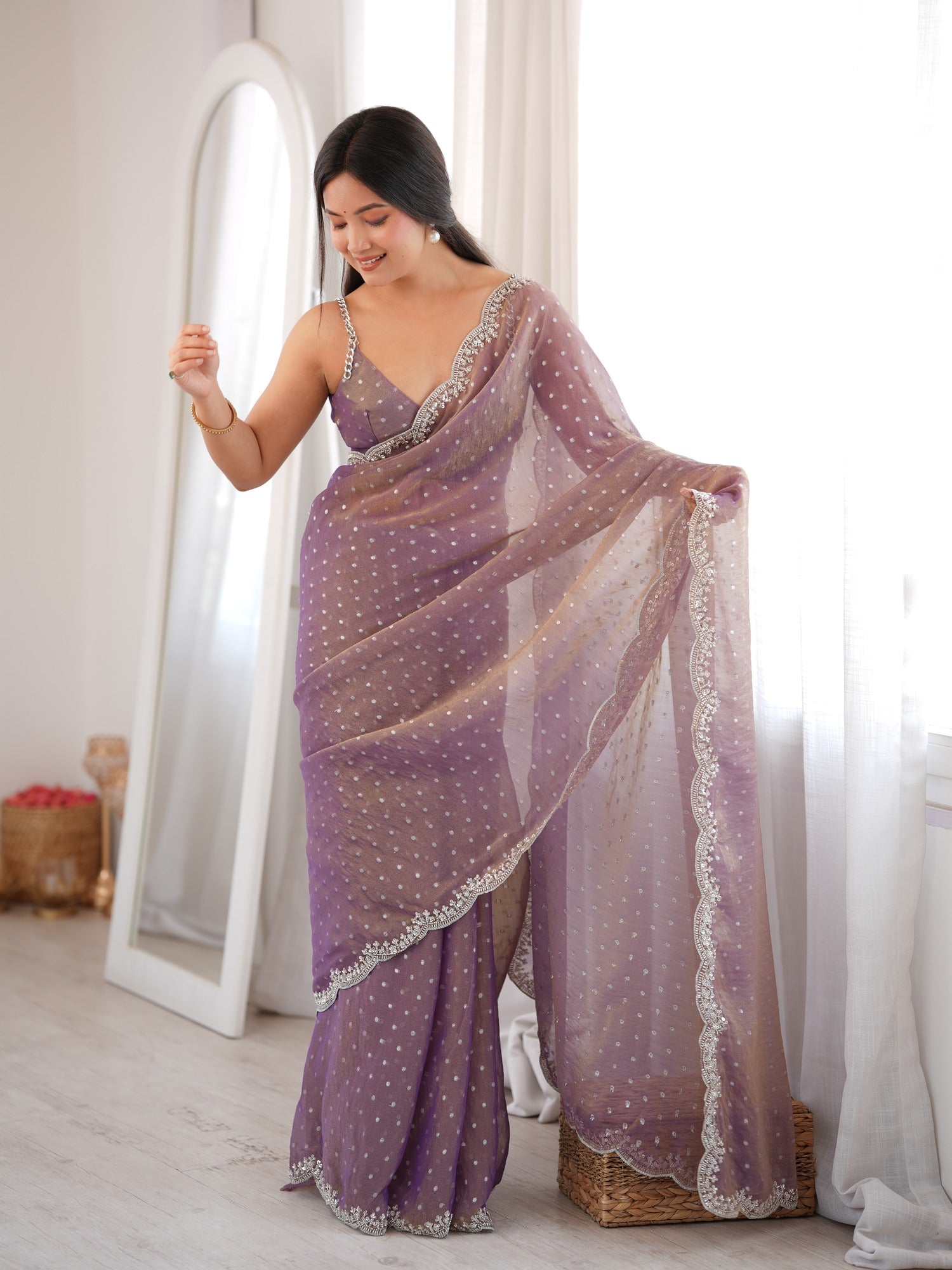 Lavender Silk Blend saree – detail view 3