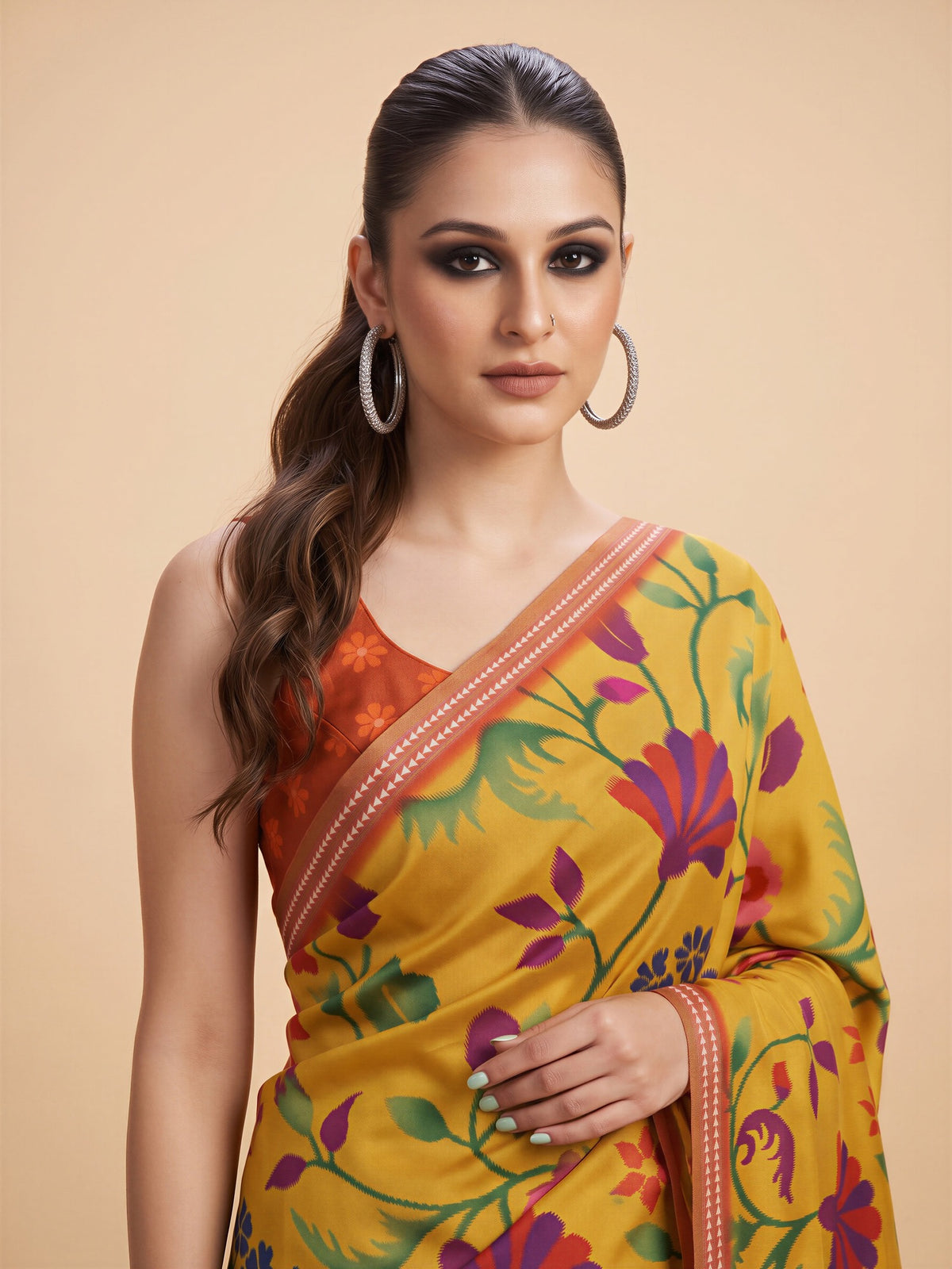 Mustard Tussar Silk saree – detail view 4