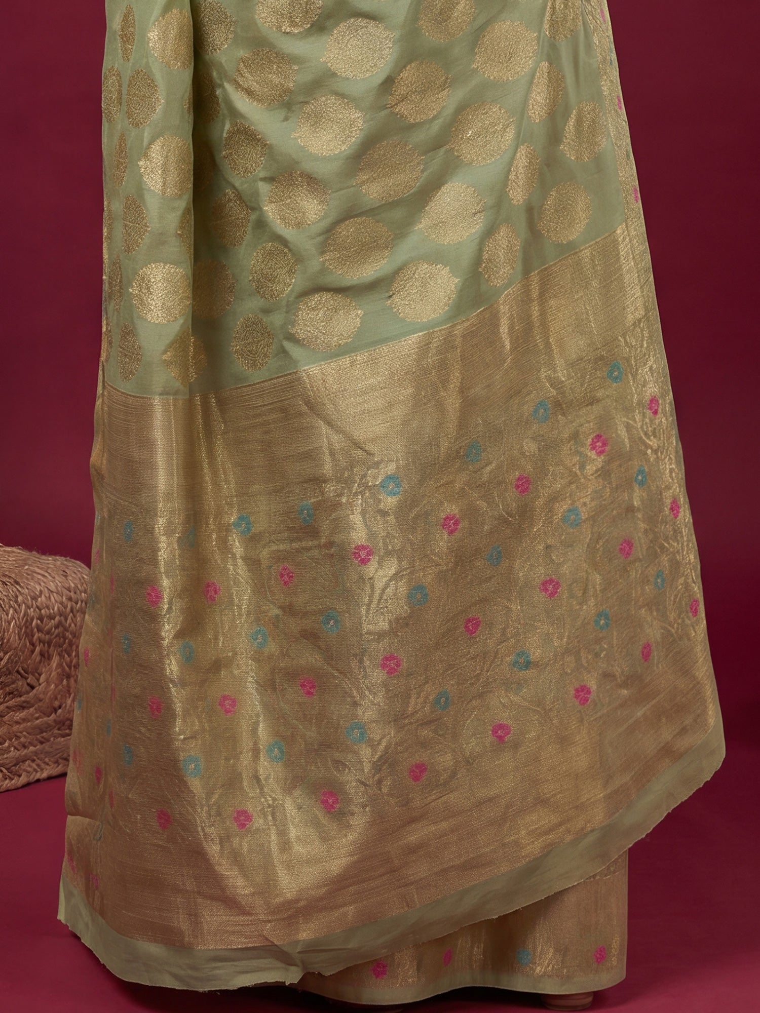 Mint Green Silk Blend saree – detail view 5