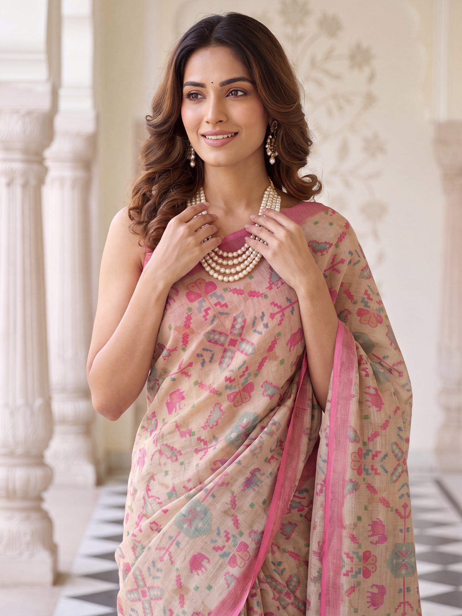 Beige Cotton Silk saree – detail view 4