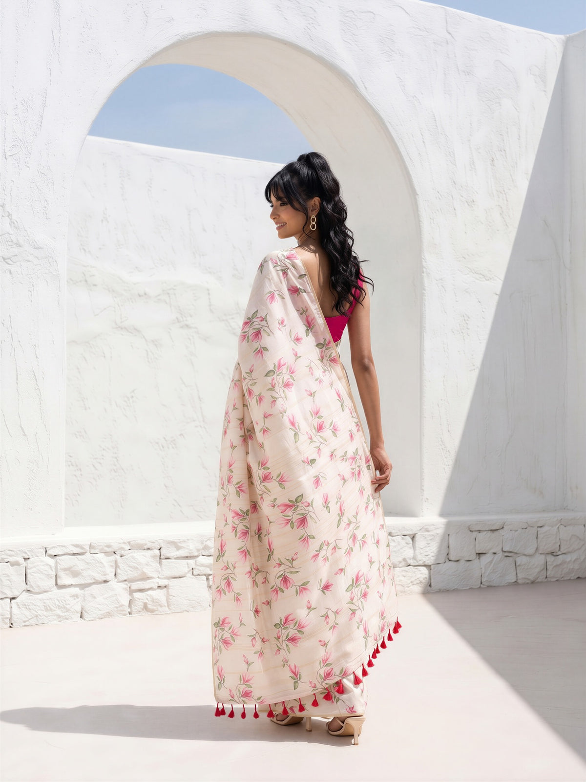 Off White Cotton Blend saree – detail view 1