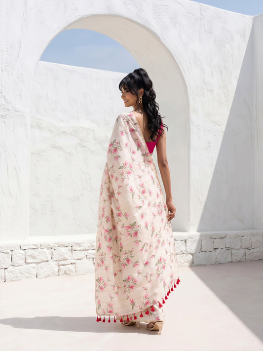 Off White Cotton Blend saree – detail view 1