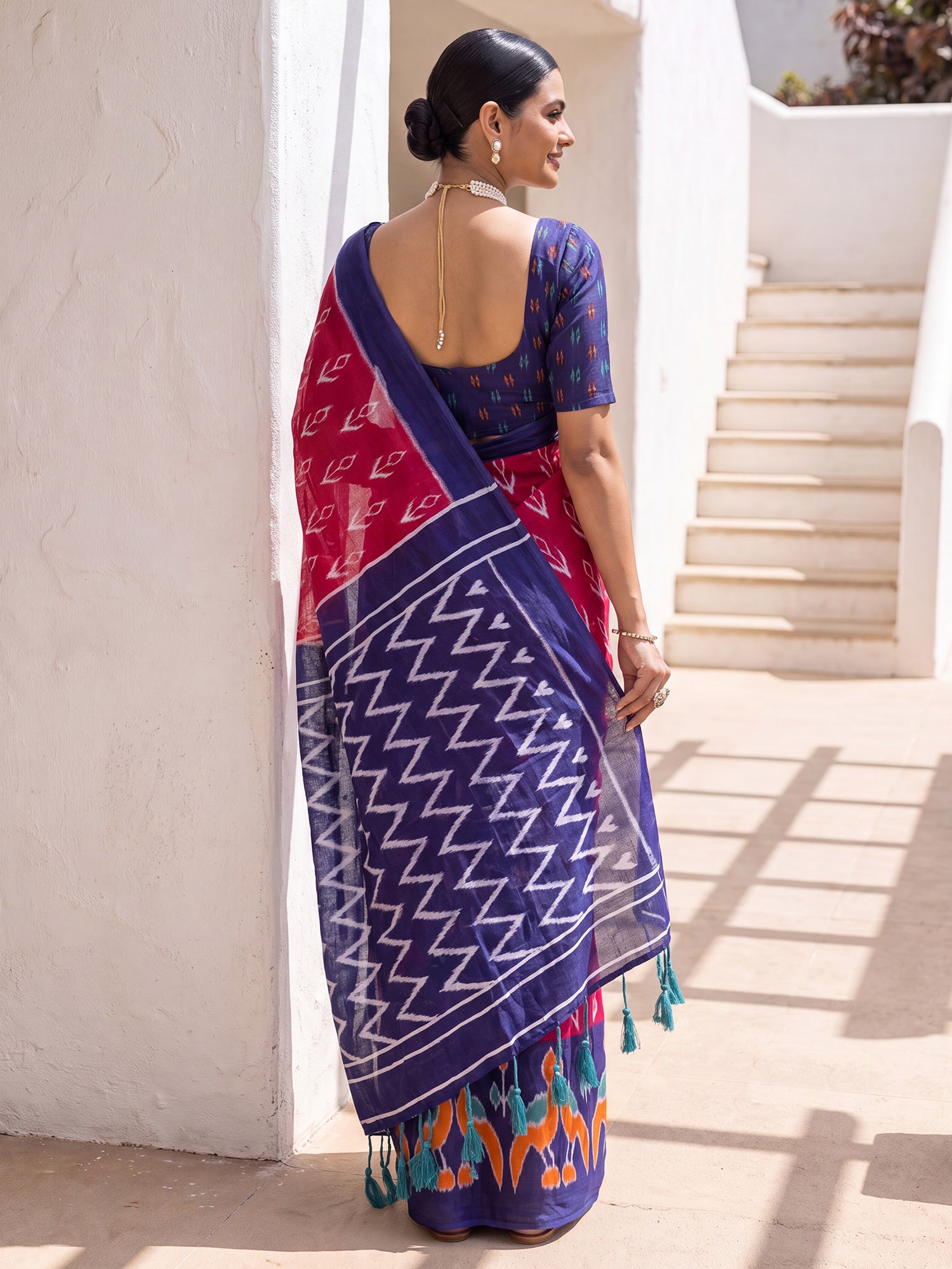 Pink Cotton saree – detail view 1