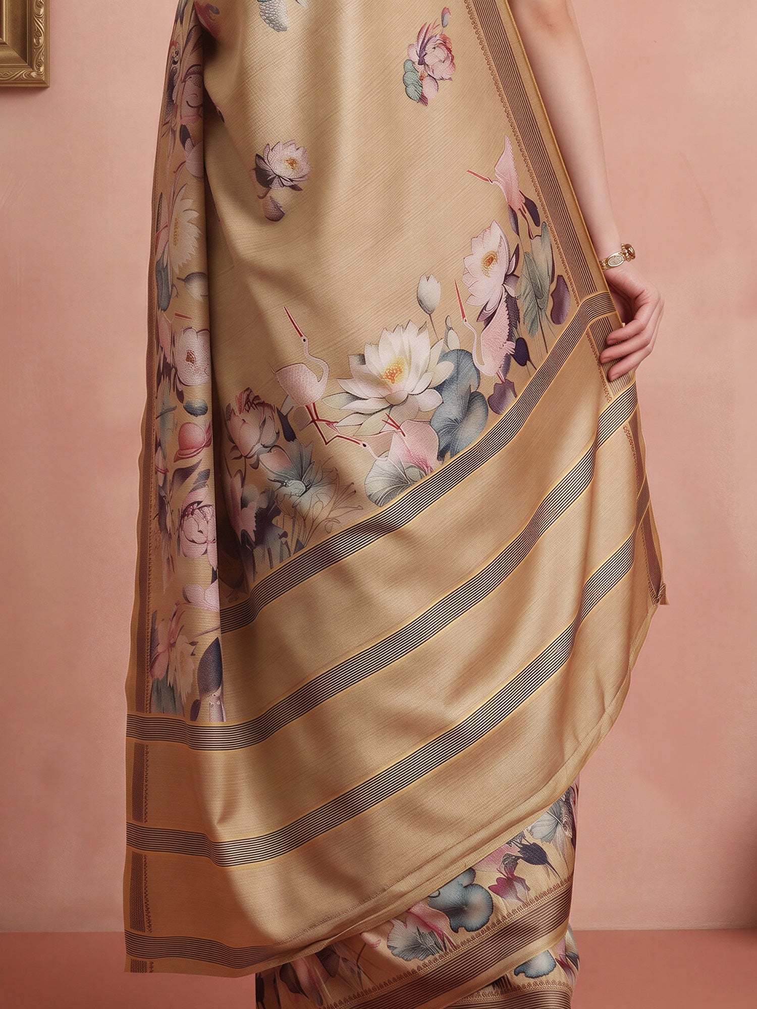 Cream Cotton Blend saree – detail view 5