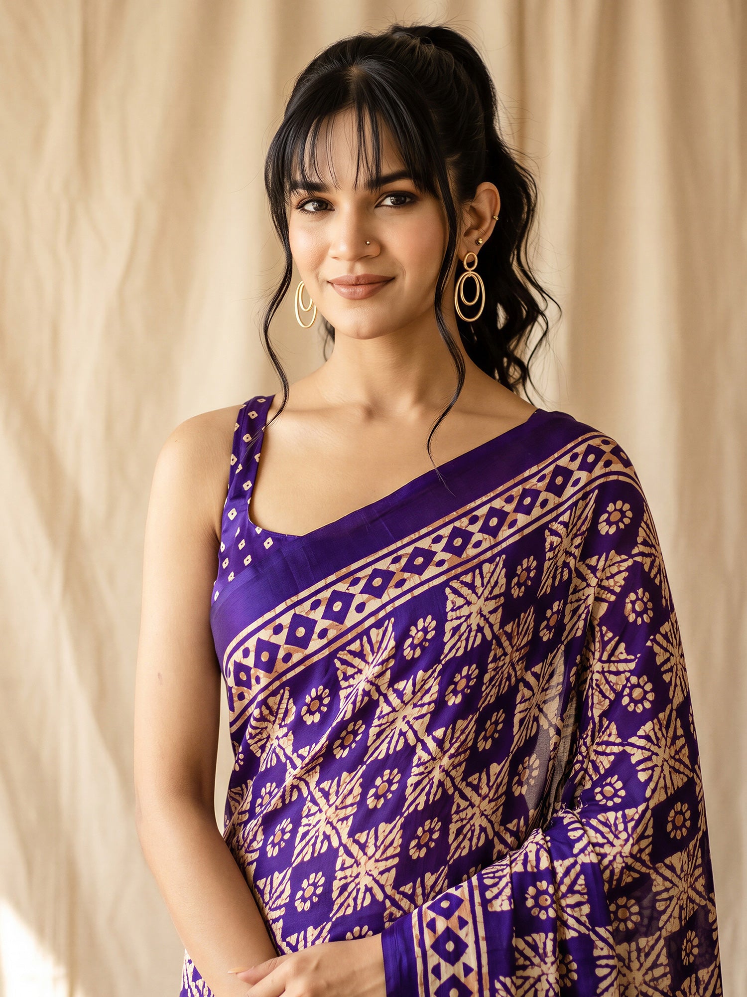 Purple Cotton Blend saree – detail view 4