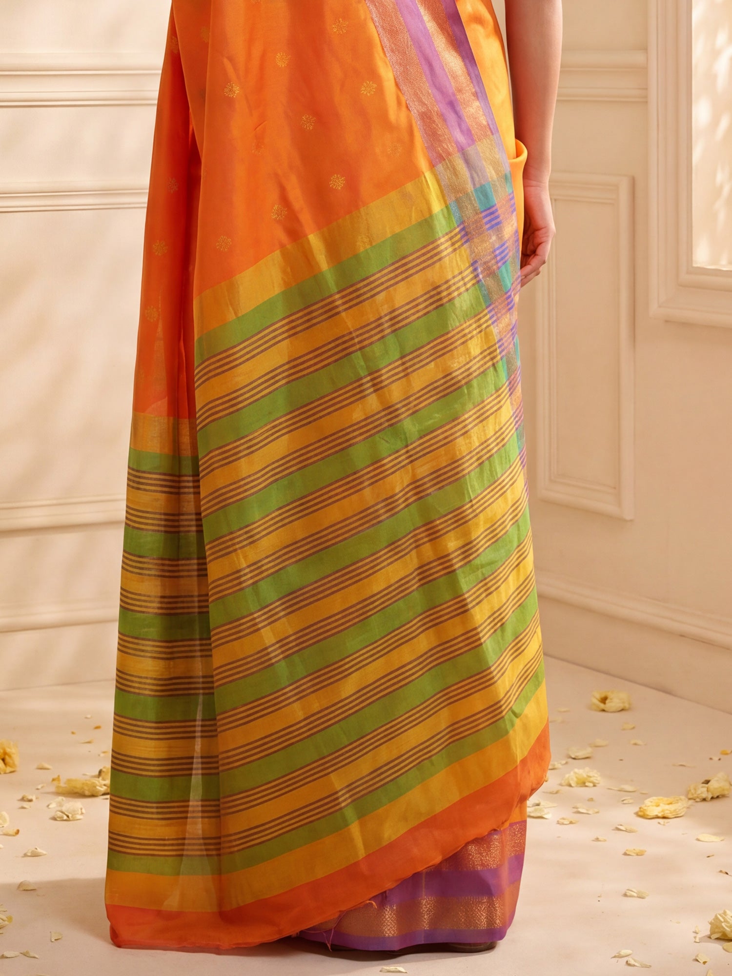 Orange Soft Silk saree – detail view 5