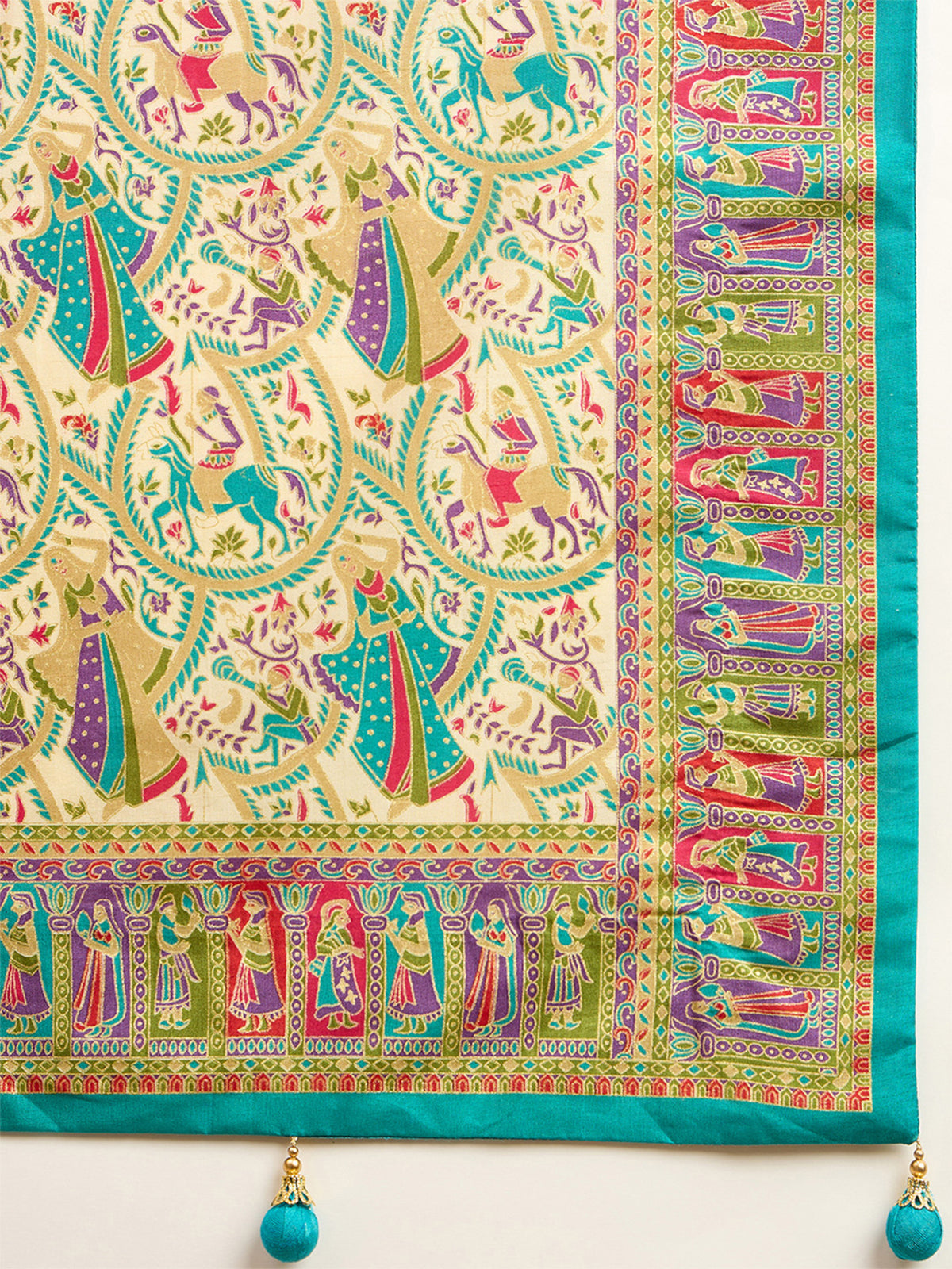 Cream Silk Blend saree – detail view 5
