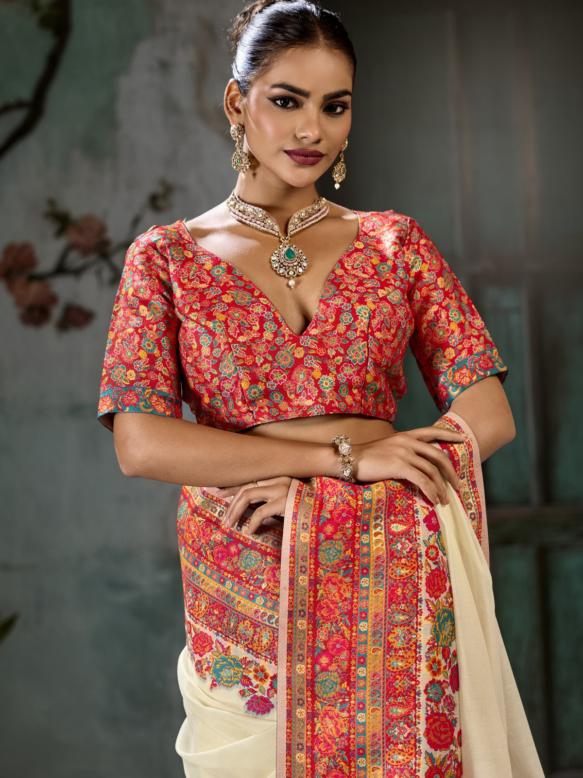 Off White cotton saree view 2